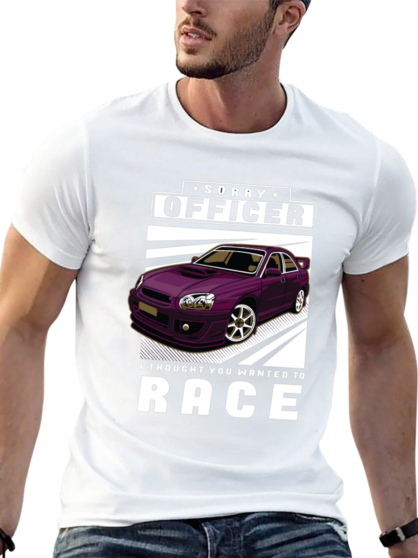 Black Sorry Officer Race Car T-Shirt view 13