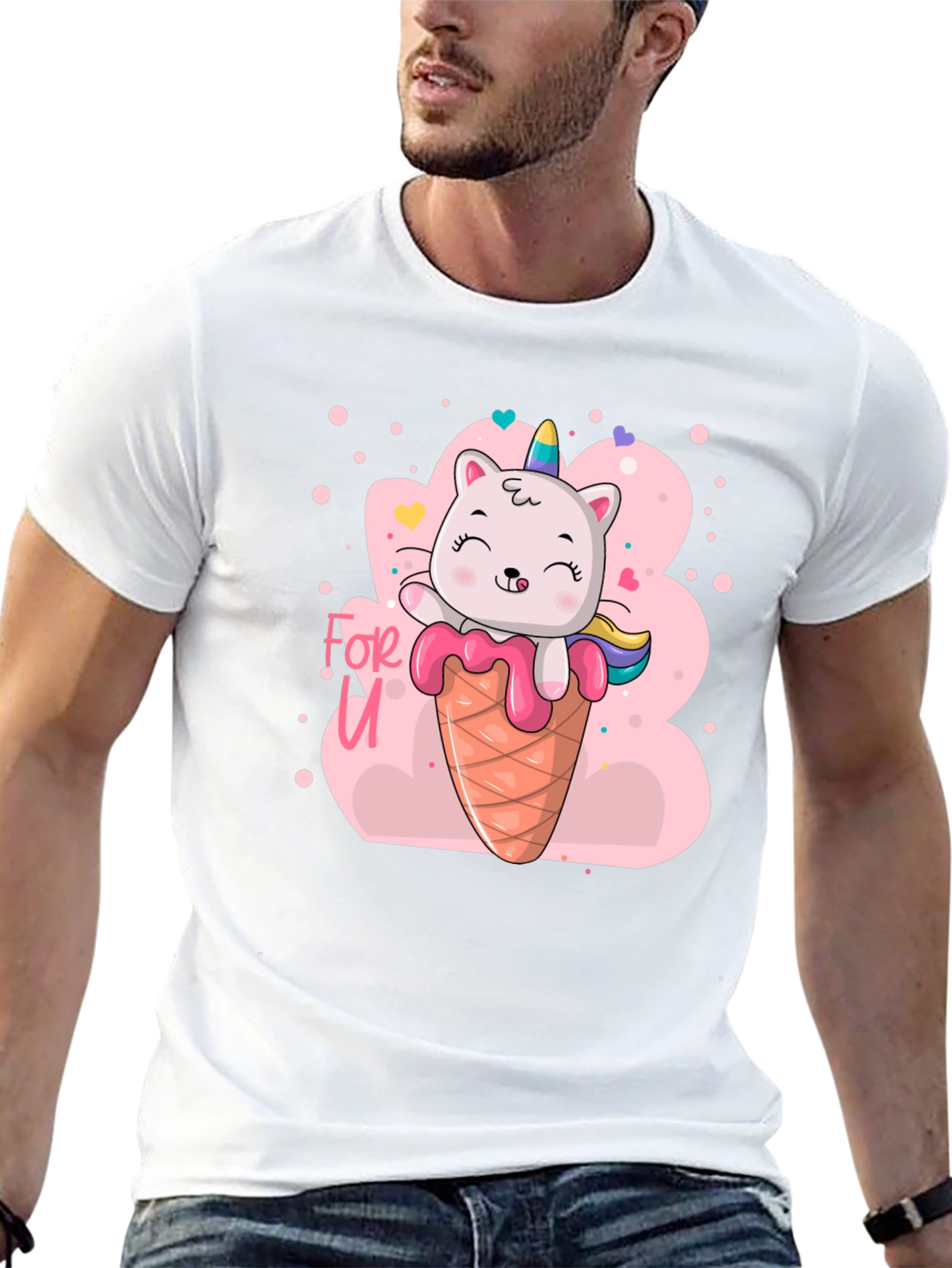 Black Cat Unicorn Ice Cream T-Shirt - Cute Graphic Tee view 13
