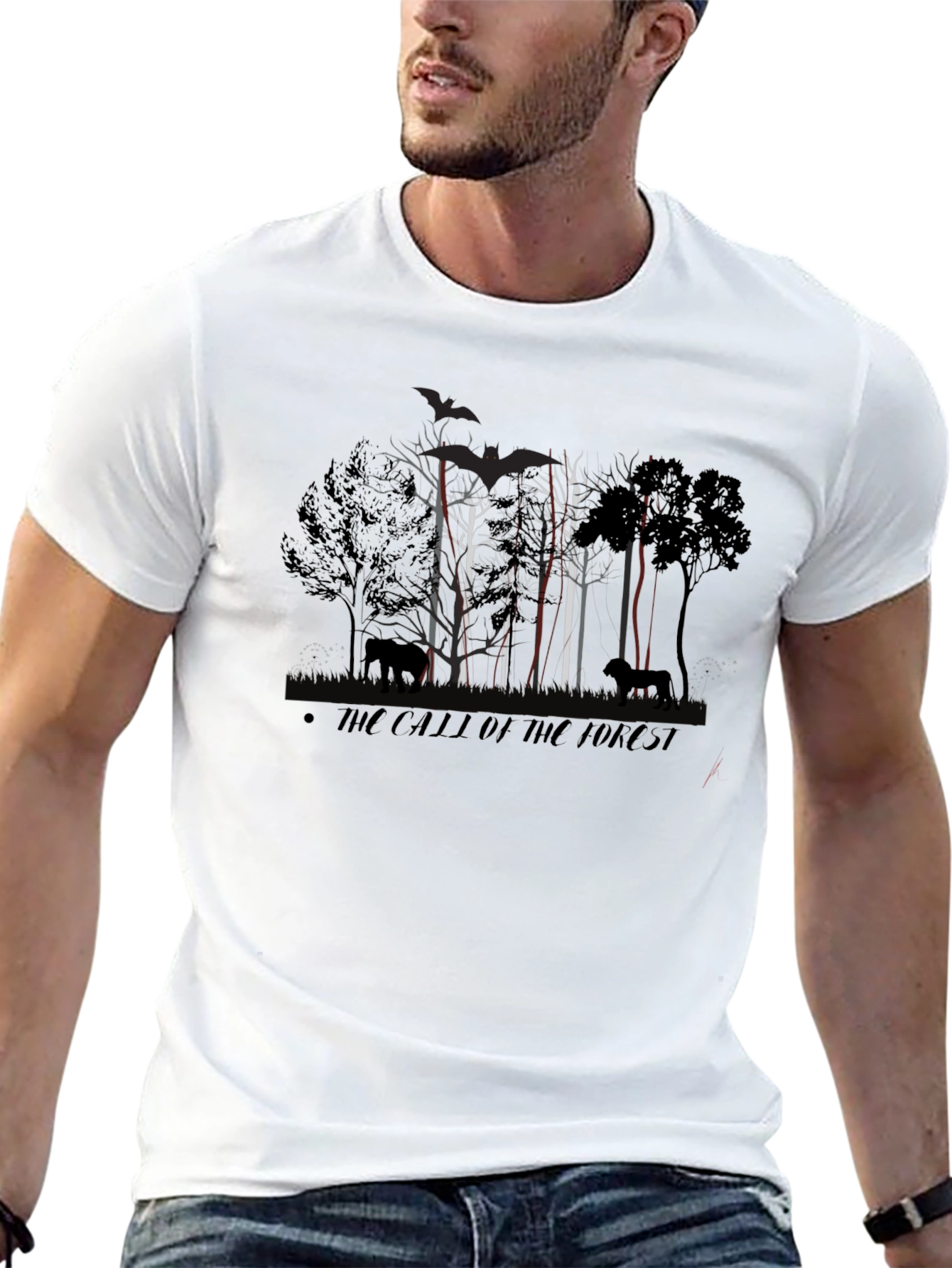 Black The Call of the Forest T-Shirt - Wildlife Design view 13