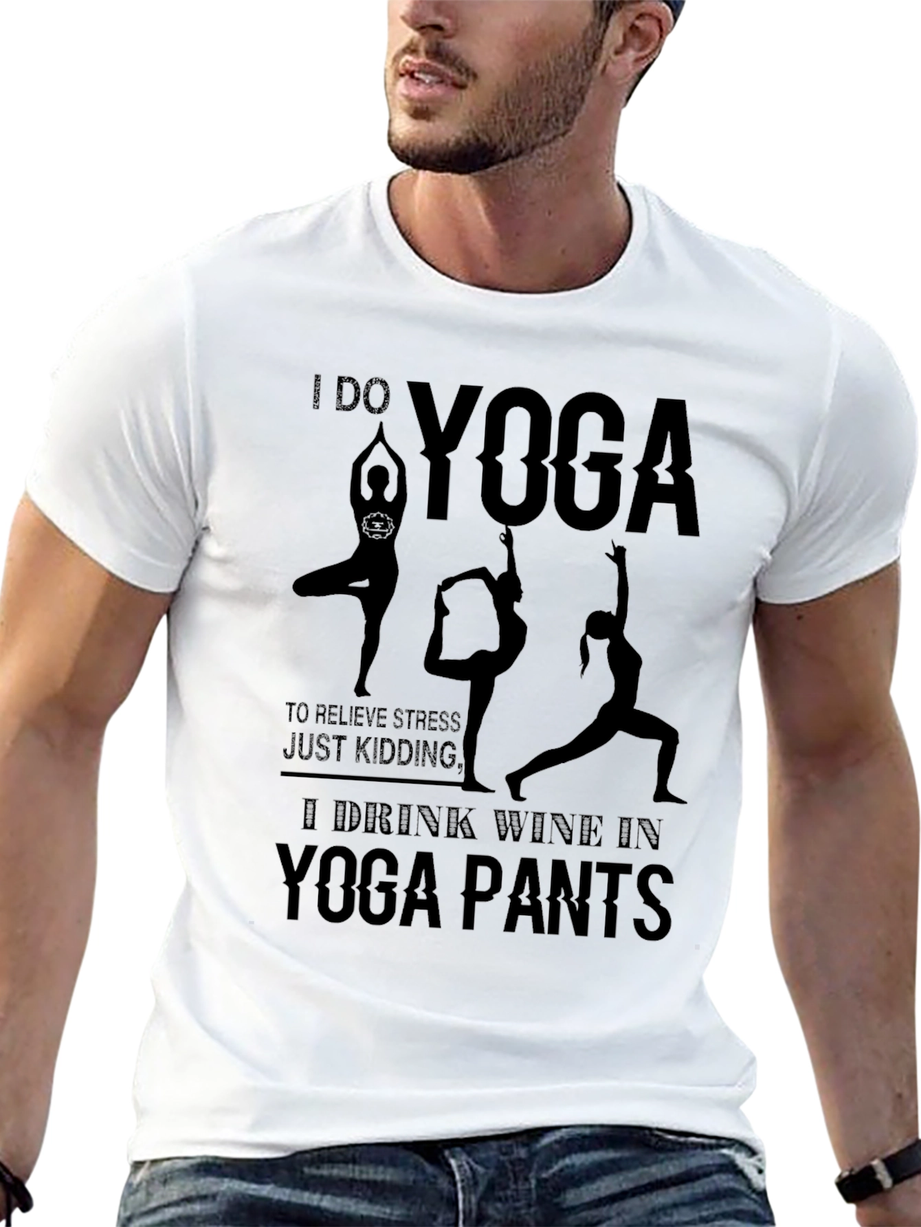 Black Yoga Wine Pants Graphic T-Shirt view 13