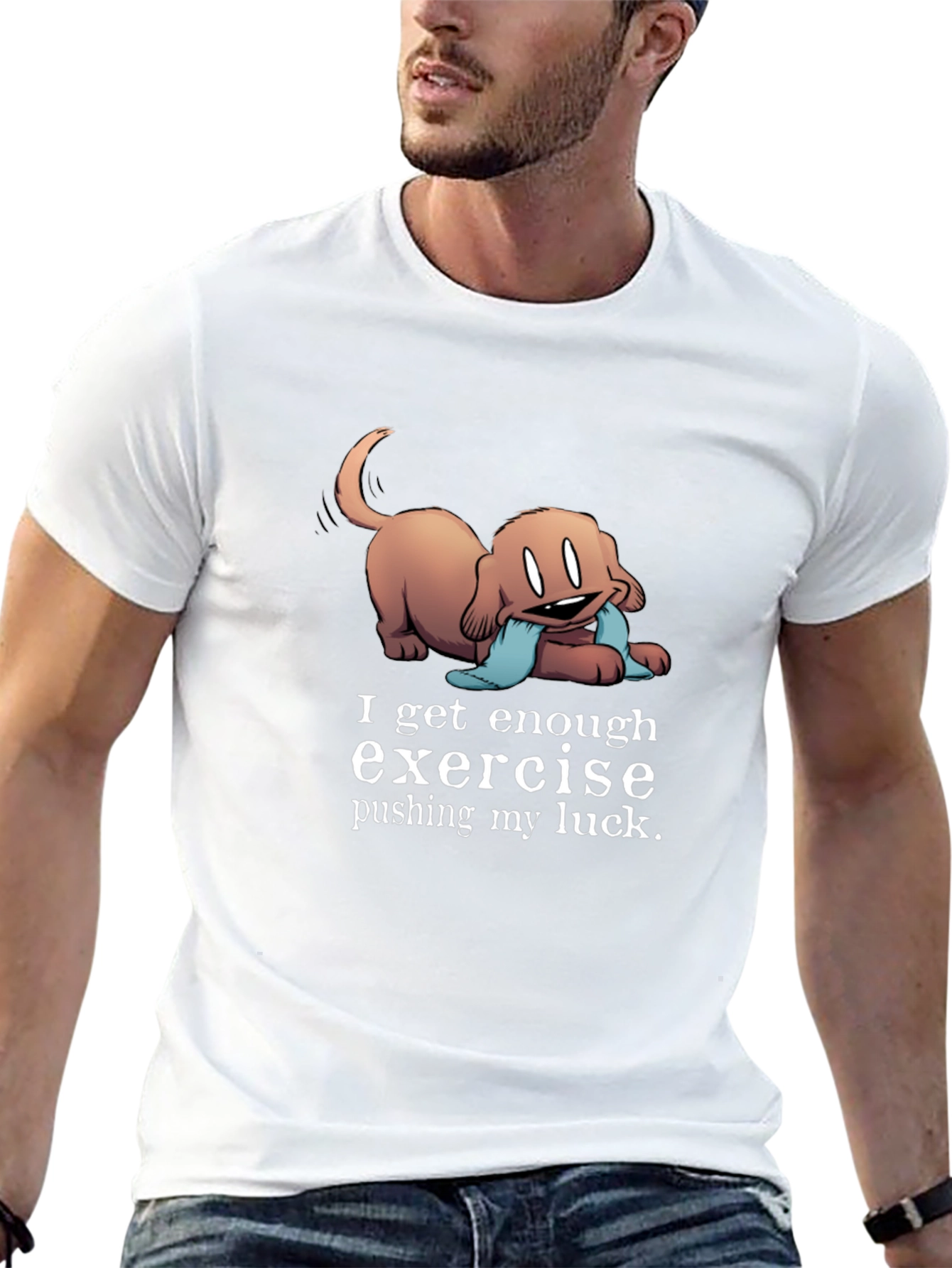 Black Funny Dog Exercise T-Shirt view 13