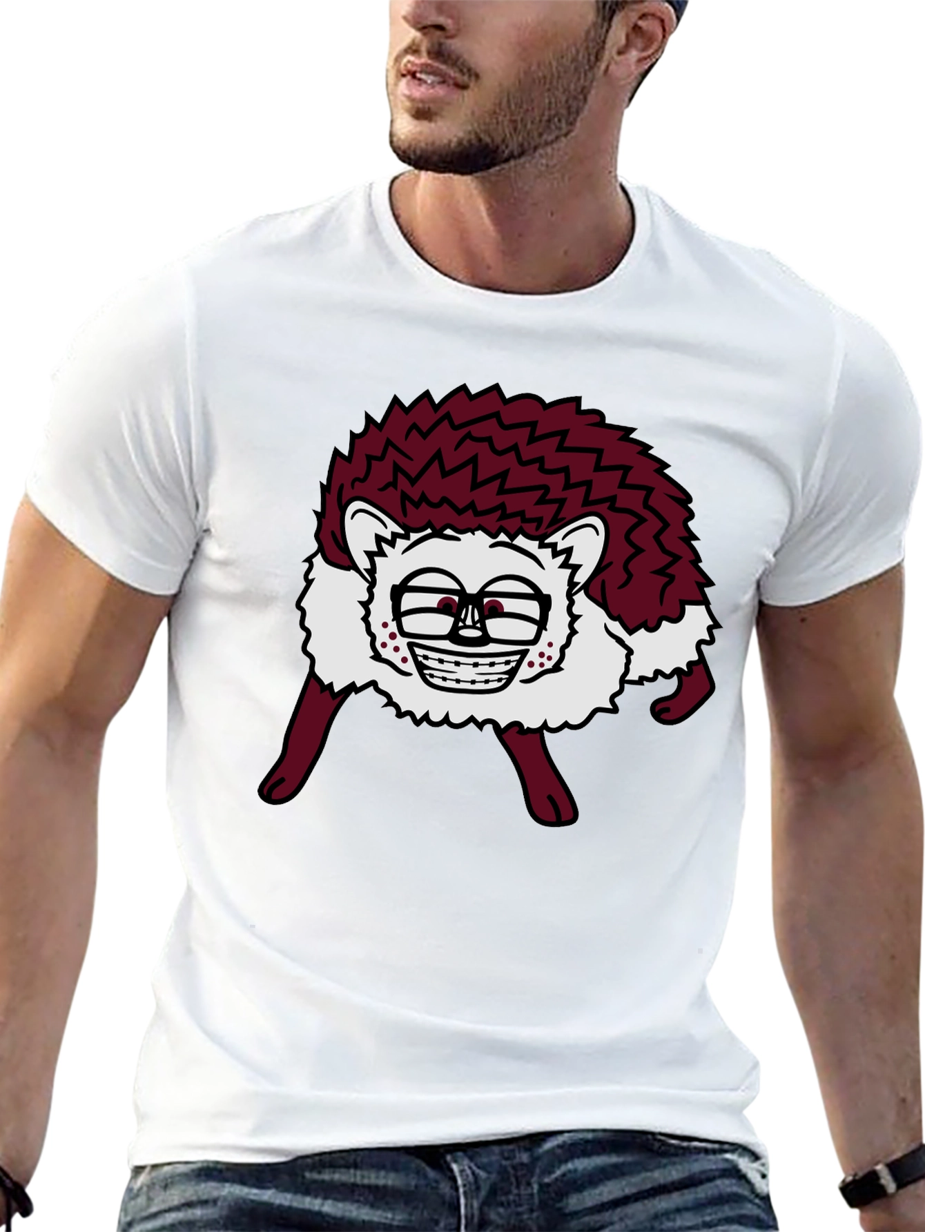 Black Funny Hedgehog Graphic Tee - Unique Animal T-Shirt view 13