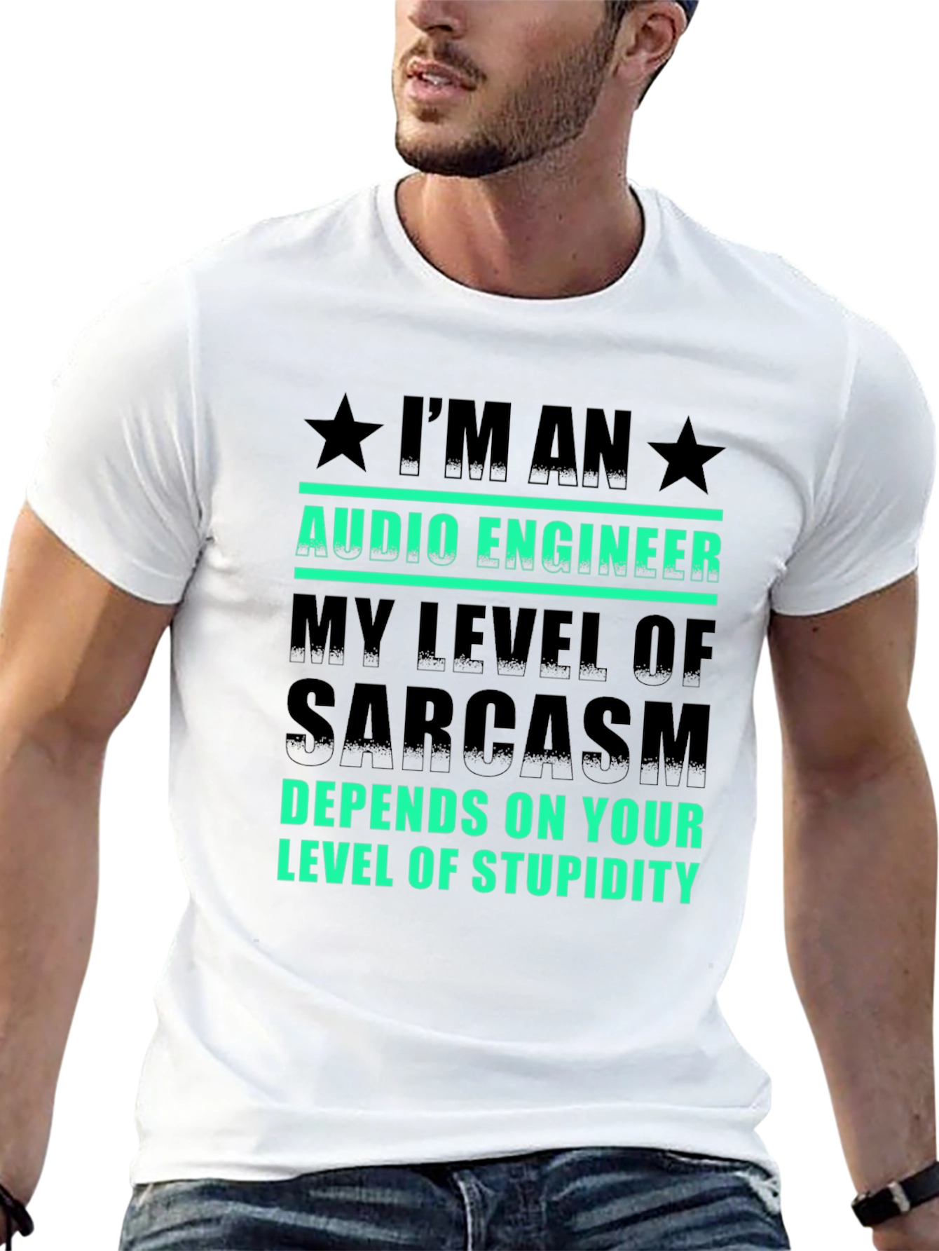 Black Audio Engineer Sarcasm T-Shirt view 13
