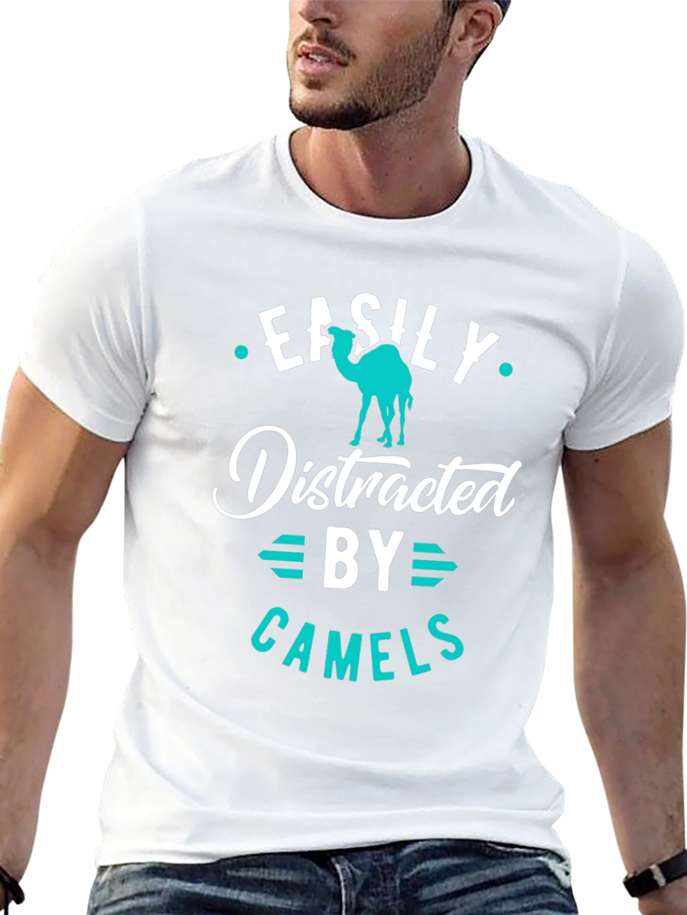 Black Easily Distracted by Camels Graphic Tee view 13