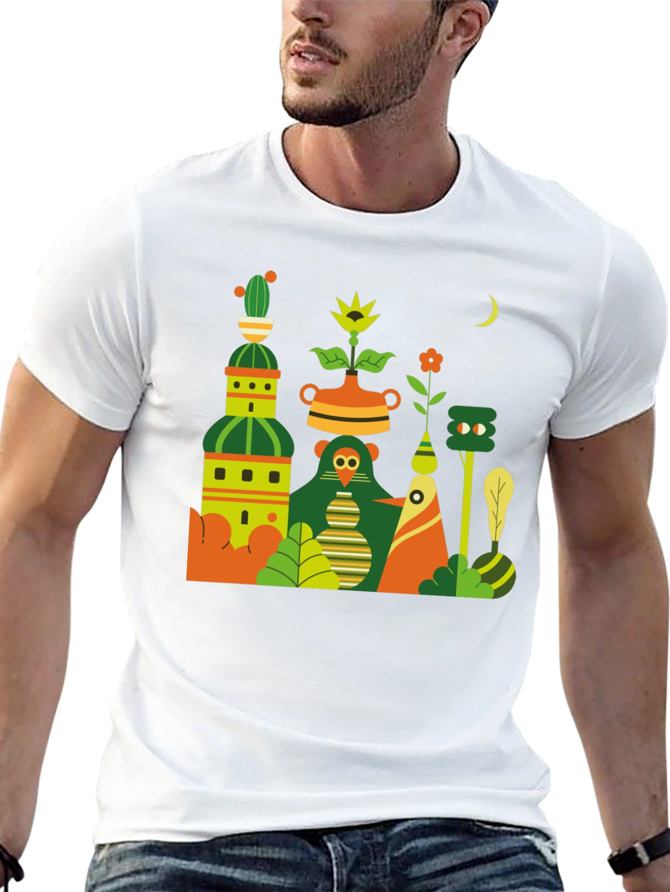 Black Black T-Shirt with Abstract Nature Graphic view 13