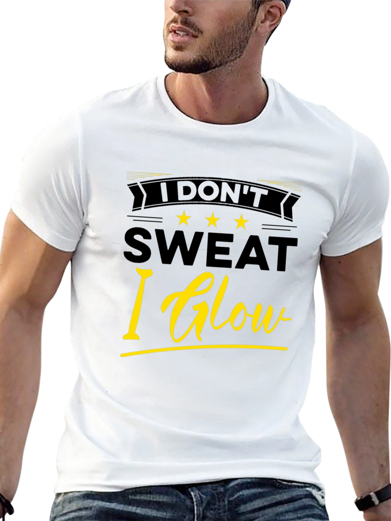 Black I Don't Sweat I Glow Black T-Shirt view 13