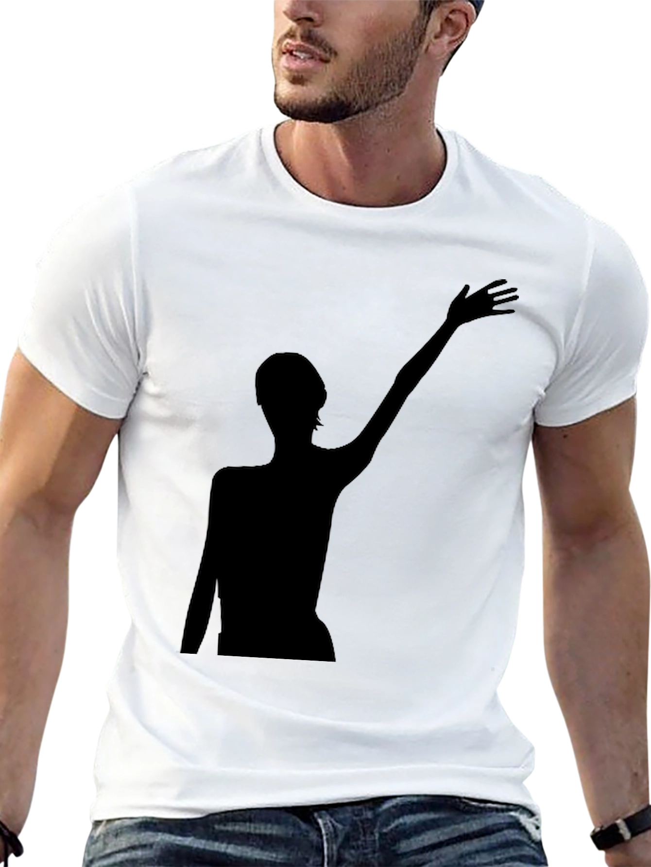 Black Silhouette Graphic Tee - Modern Black T-Shirt view 13