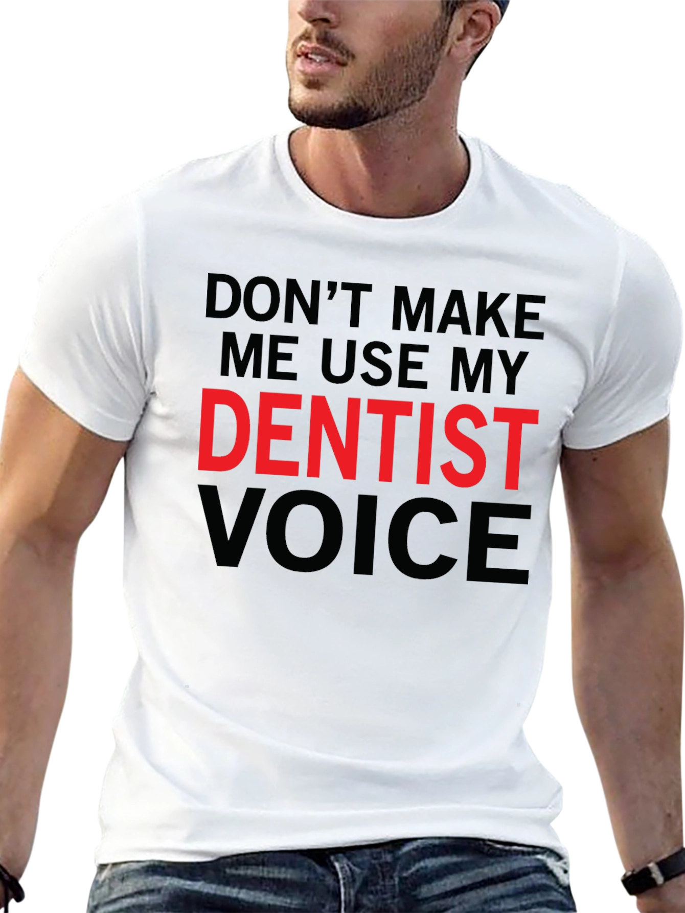 Black Dentist Voice Graphic Tee - Funny Dental Humor T-Shirt view 13