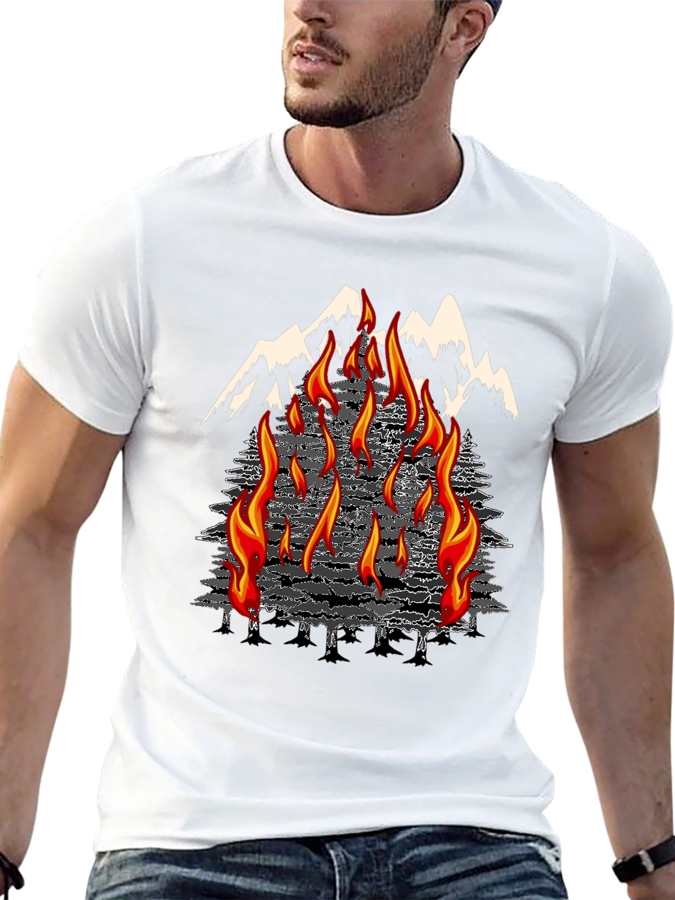 Black Inferno Mountain Graphic T-Shirt view 13