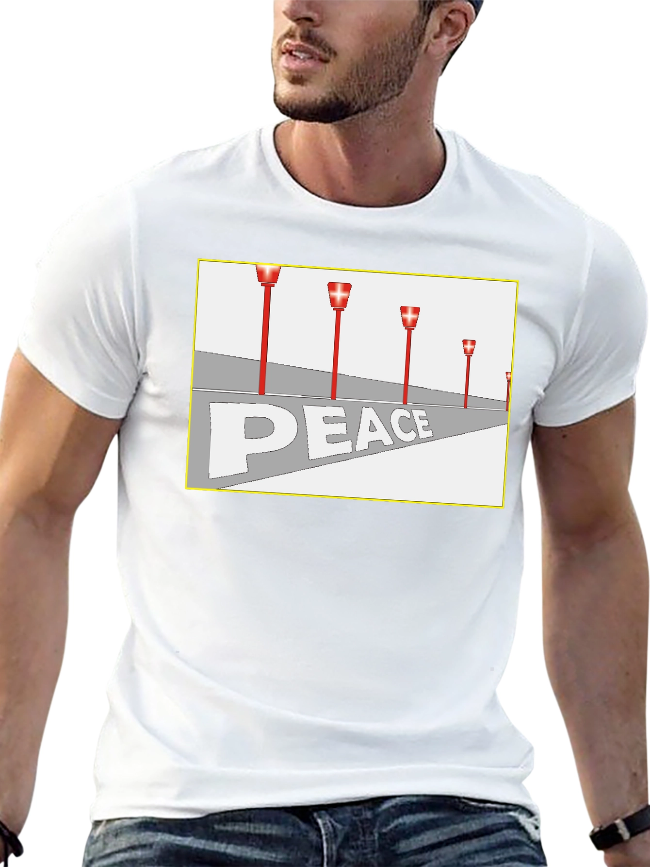 Black Peace Runway Graphic Tee - Black Cotton Blend view 13