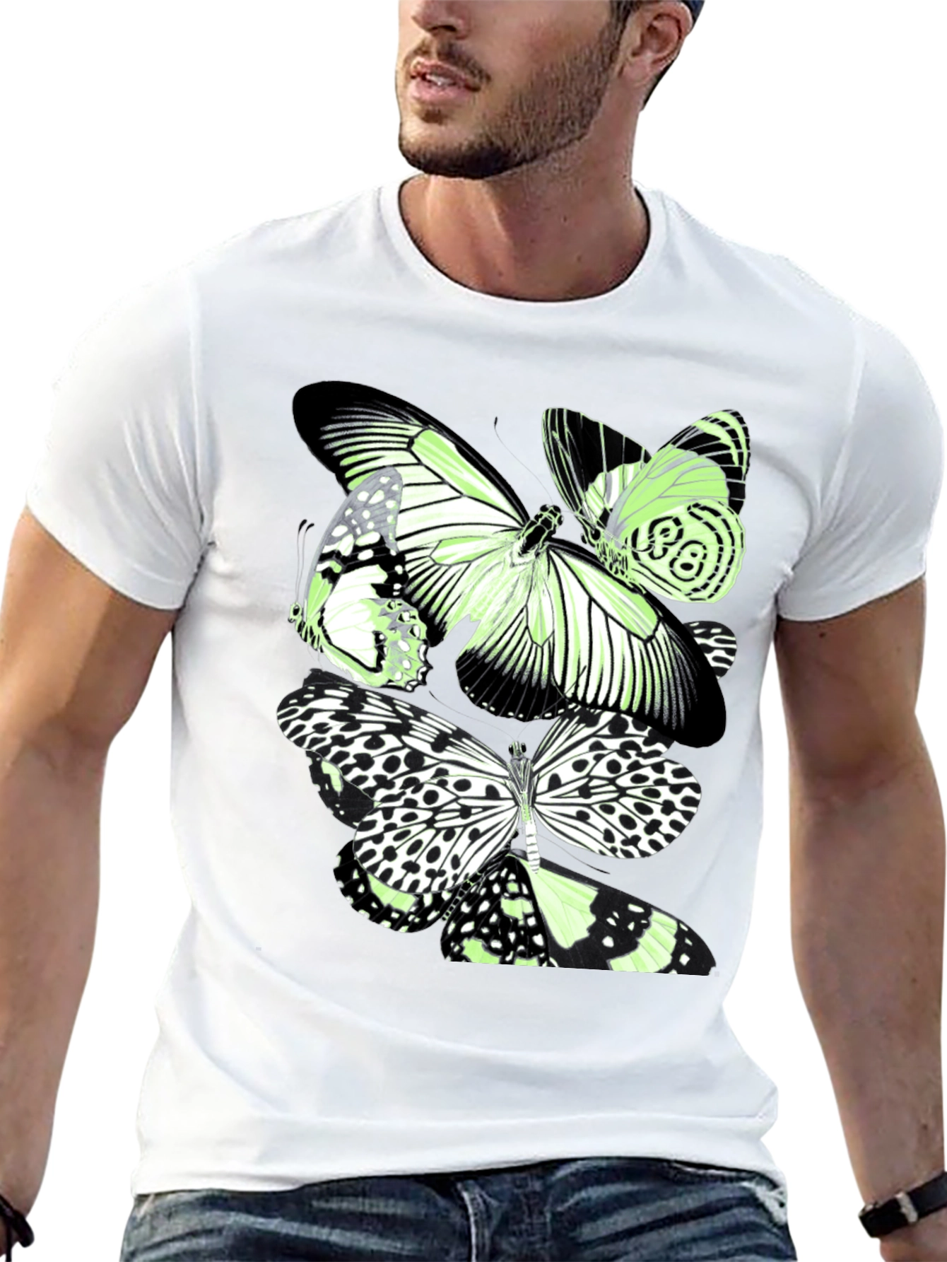 Black Butterfly Graphic Print Black T-Shirt view 13