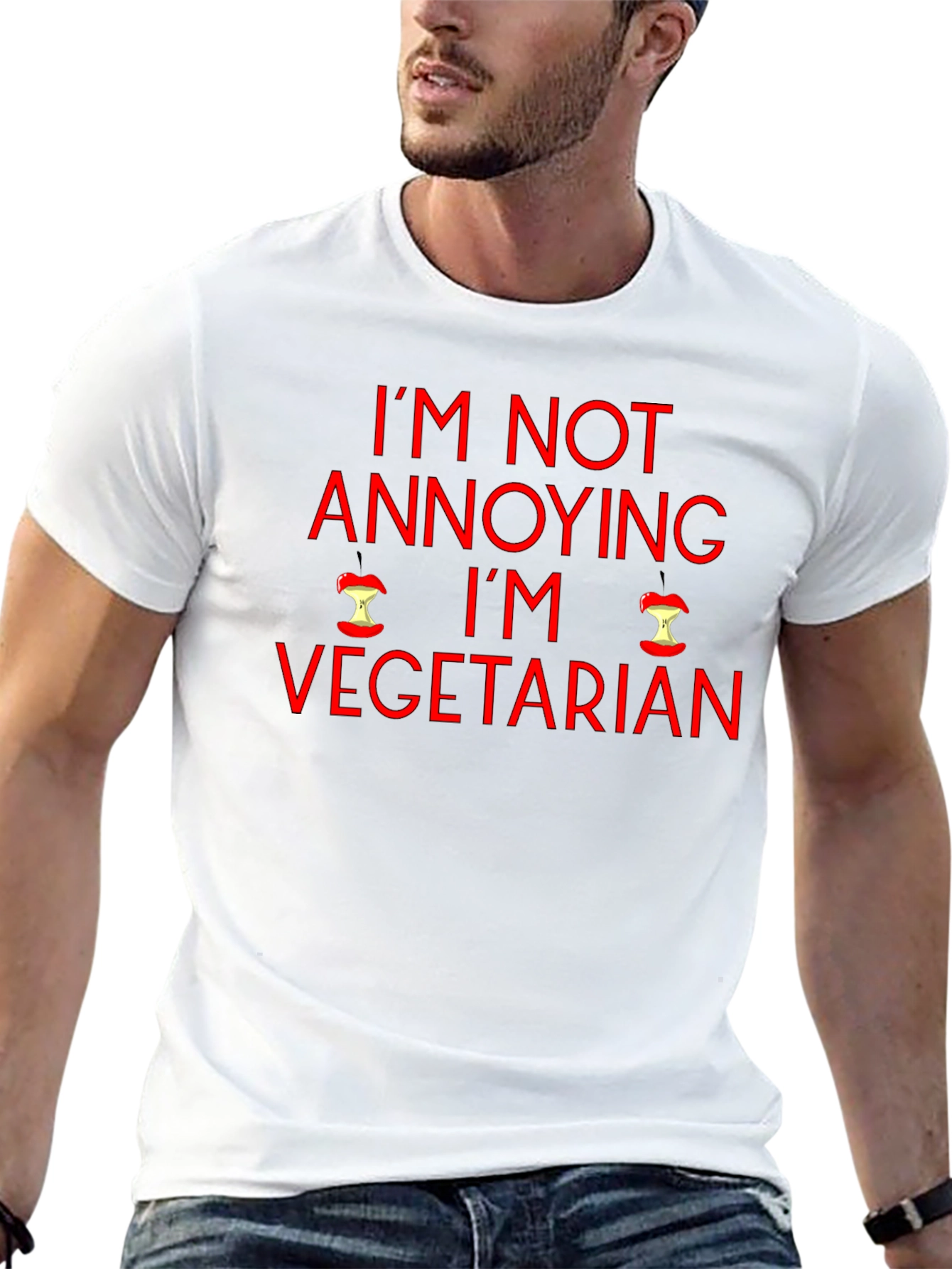 Black I'm Not Annoying I'm Vegetarian Graphic T-Shirt view 13