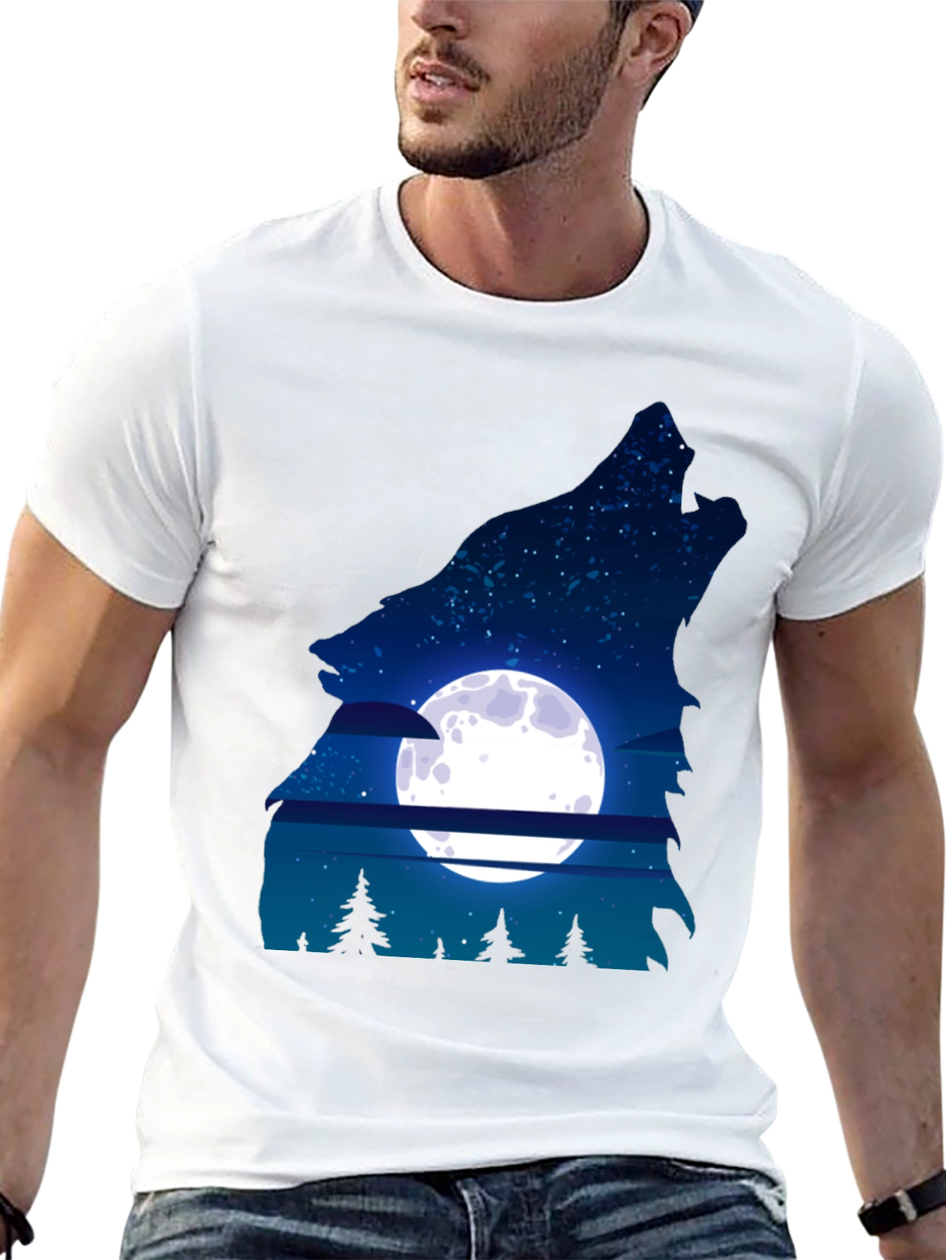 Black Wolf Moon Graphic Tee - Men's Black T-Shirt view 13