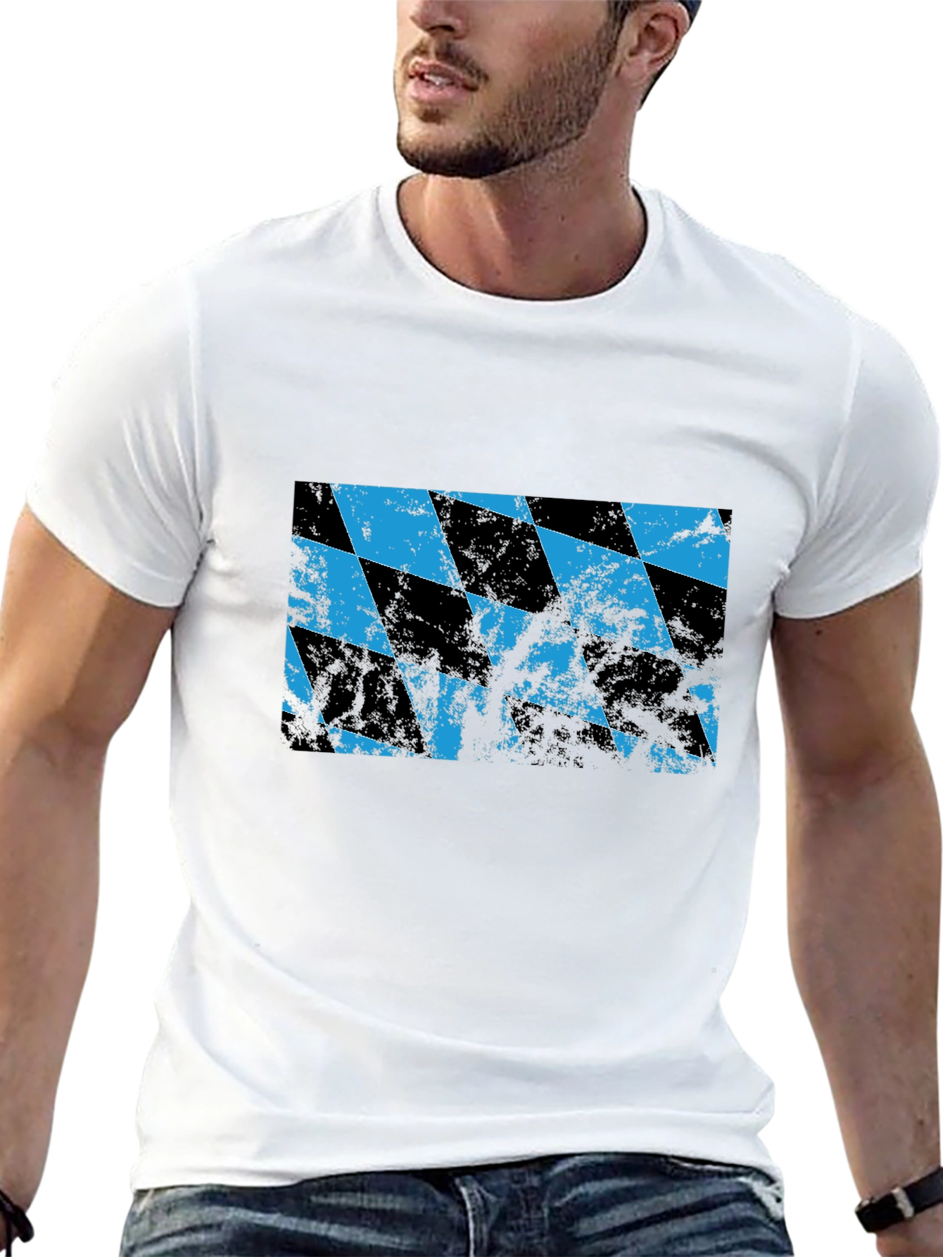 Black Distressed Bavarian Flag Black T-Shirt view 13