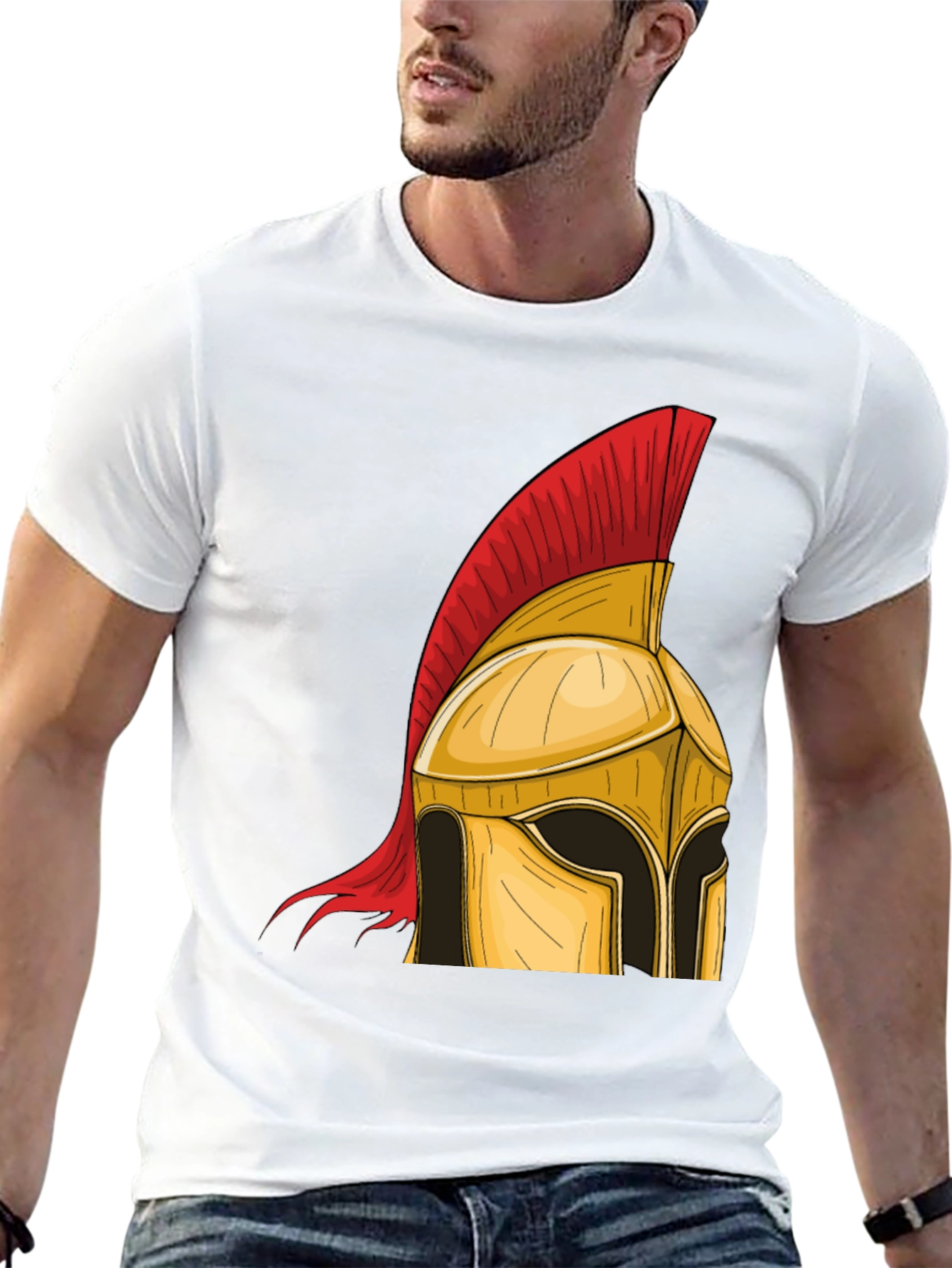 Black Spartan Helmet Graphic Tee - Warrior Style view 13