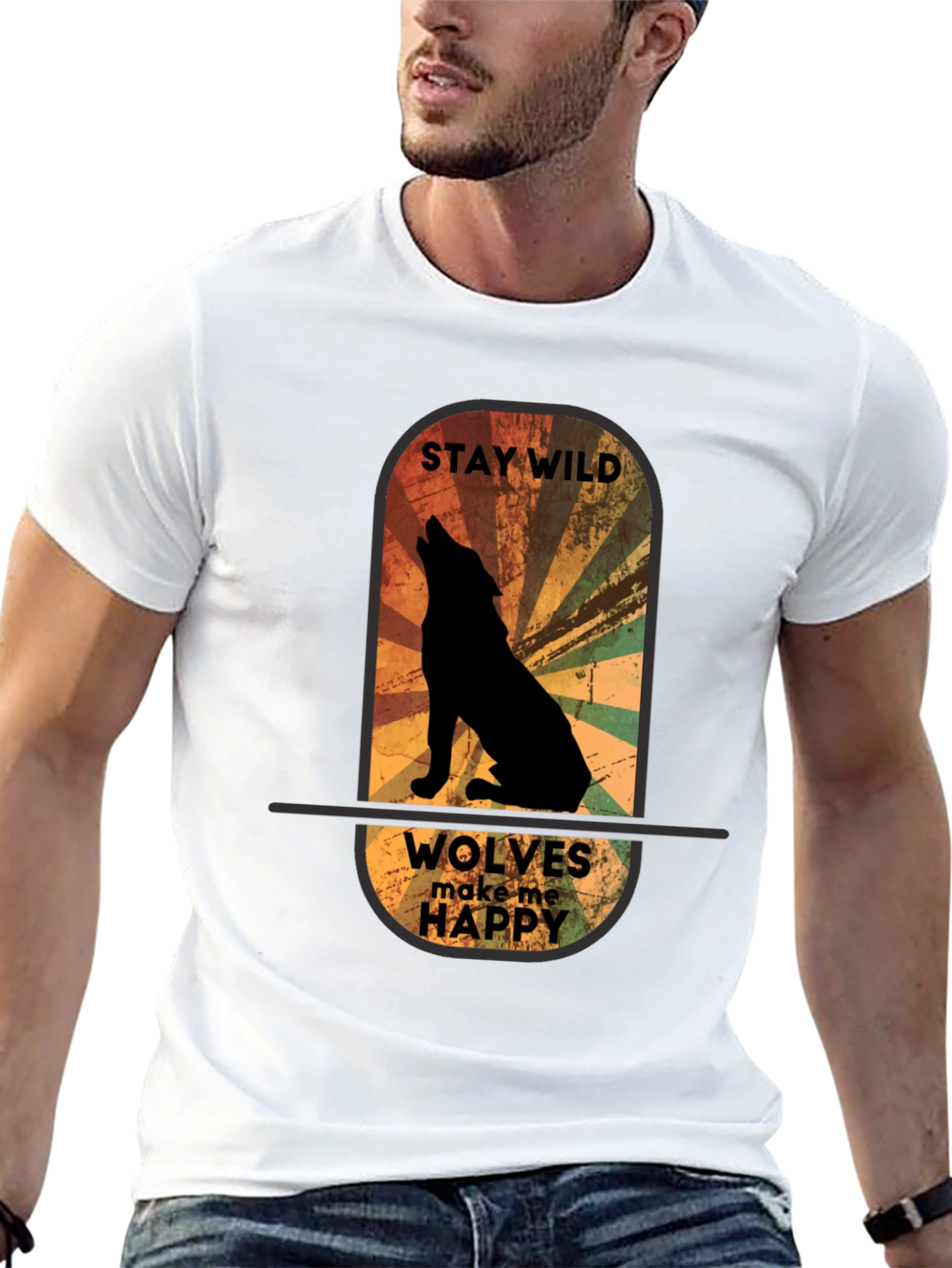 Black Stay Wild Wolves T-Shirt - Nature Lover Apparel view 13