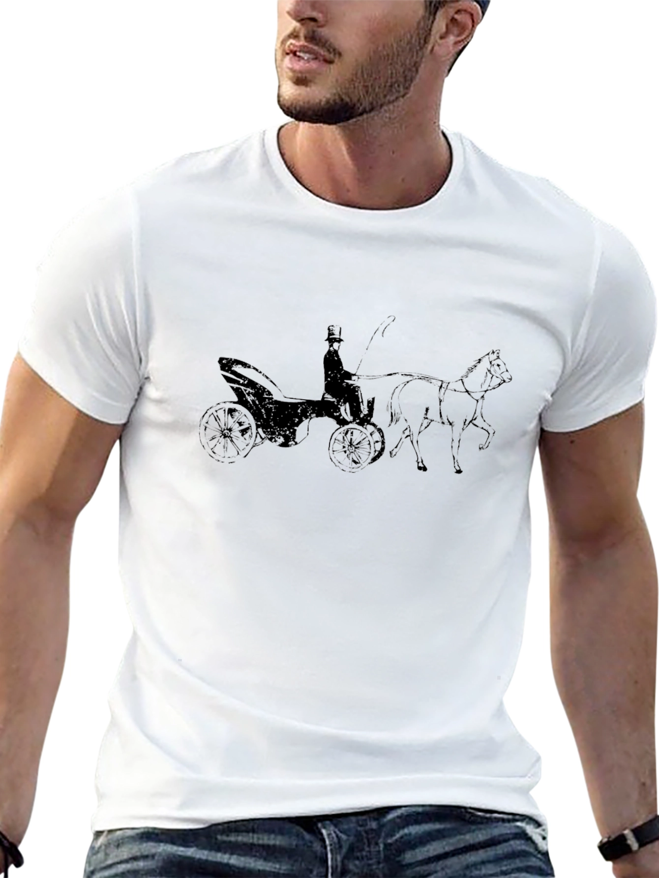 Black Classic Horse & Carriage Graphic Tee - Black view 13