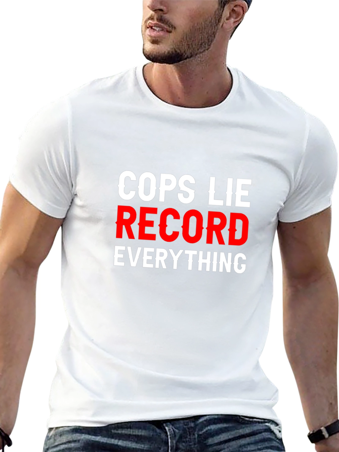 Black Cops Lie Record Everything T-Shirt view 13