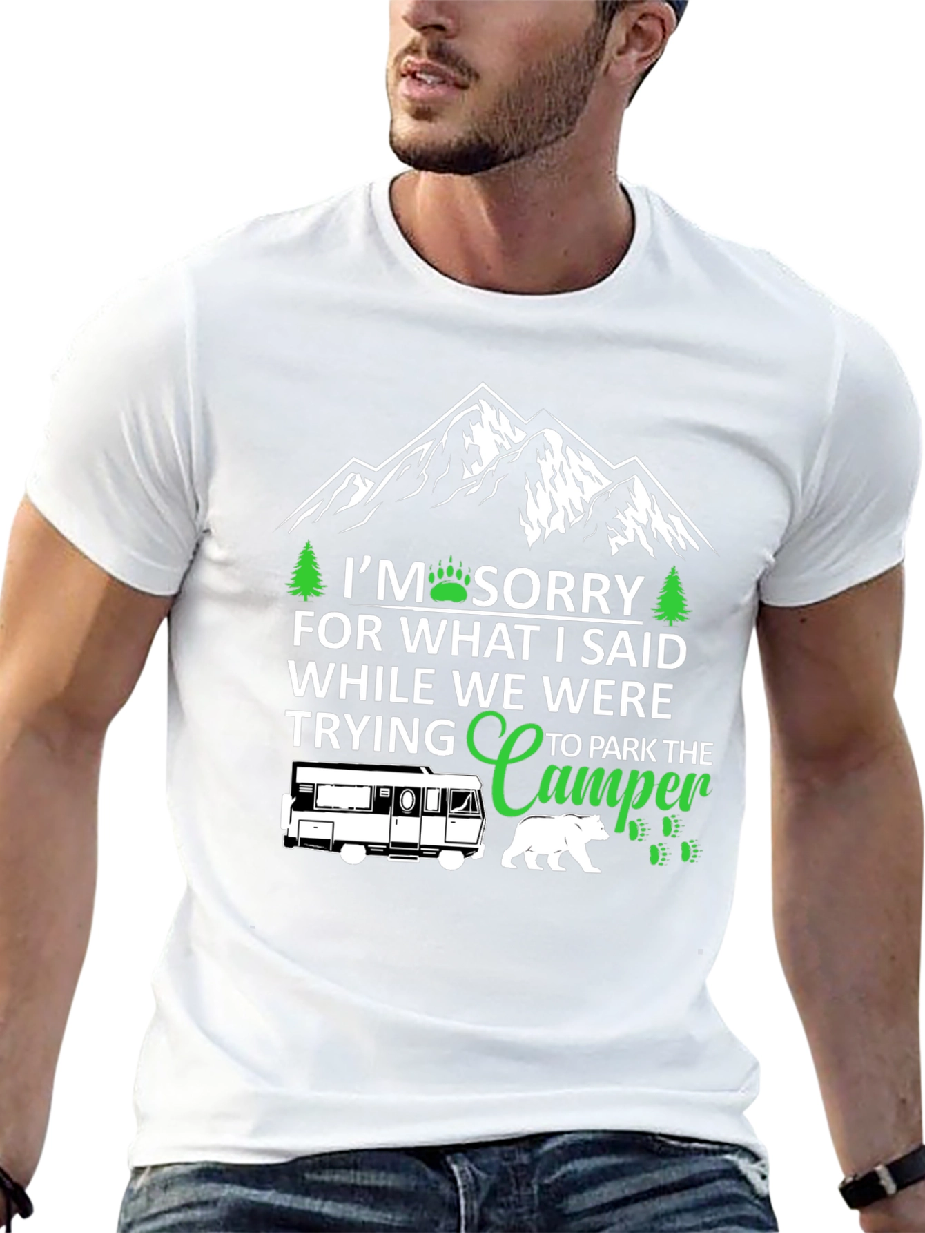Black Sorry While Parking Camper T-Shirt view 13