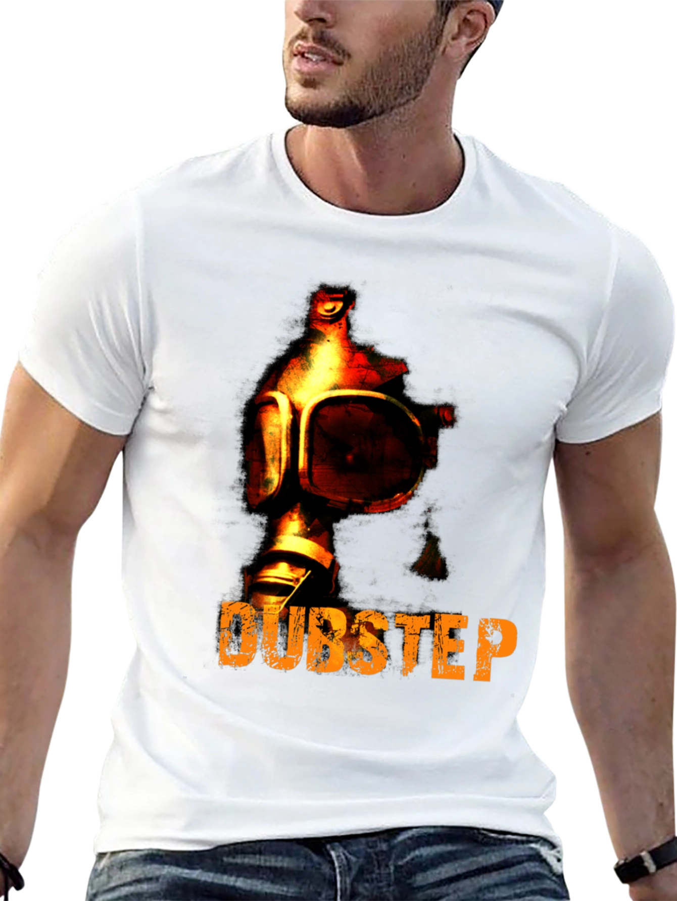 Black Dubstep Gas Mask Graphic T-Shirt view 13