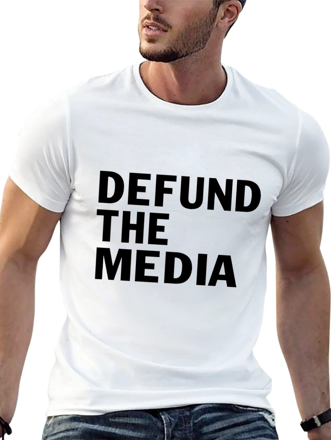 Black Defund the Media Graphic T-Shirt - Political Statement Tee view 13