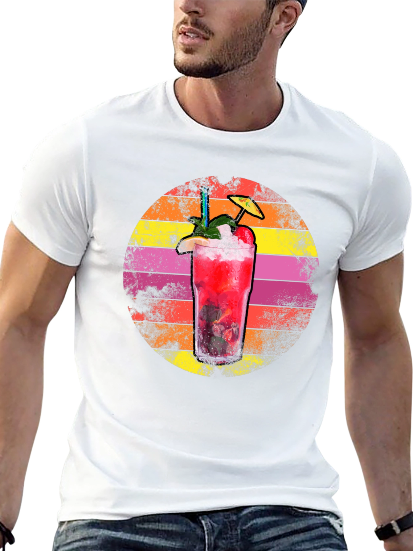 Black Retro Cocktail Graphic Tee - Summer Vibes view 13