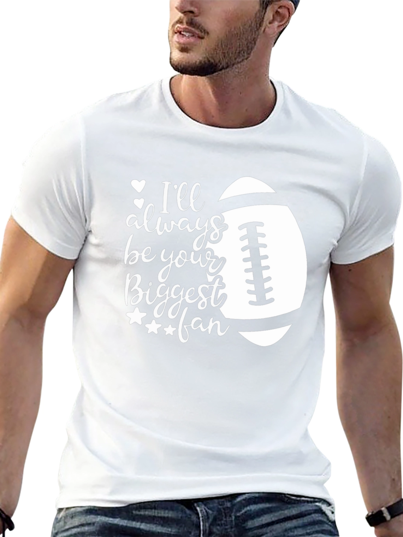 Black Biggest Fan Football Graphic Tee view 13