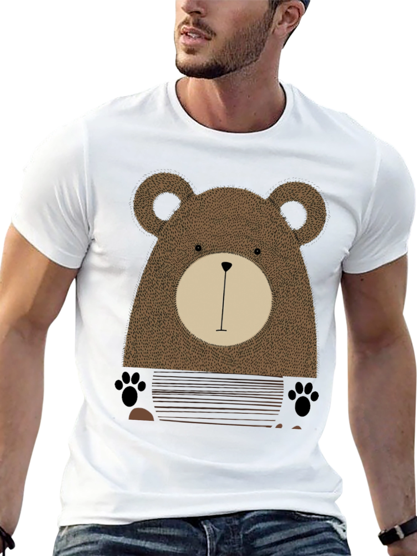 Black Cute Bear Graphic Print Black T-Shirt view 13