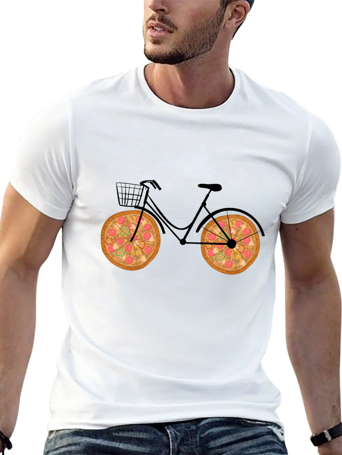 Black Pizza Bike Black T-Shirt view 13