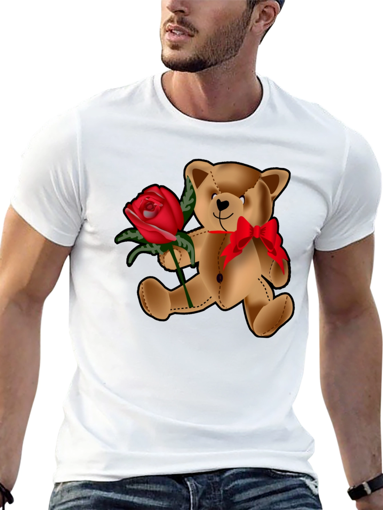 Black Teddy Bear Rose T-Shirt - Valentine's Day Love view 13