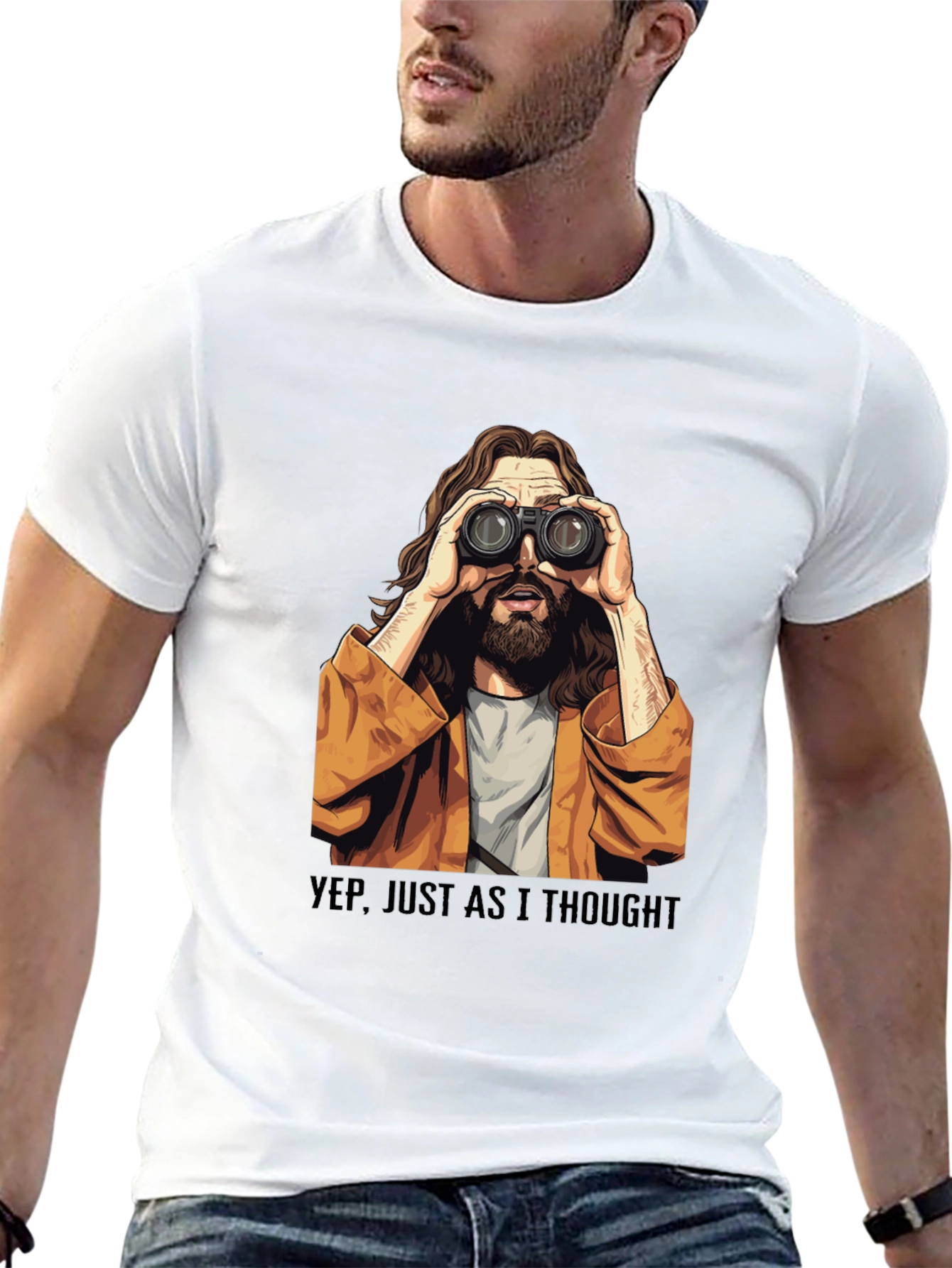 Black Binocular Jesus T-Shirt - Funny Graphic Tee view 13