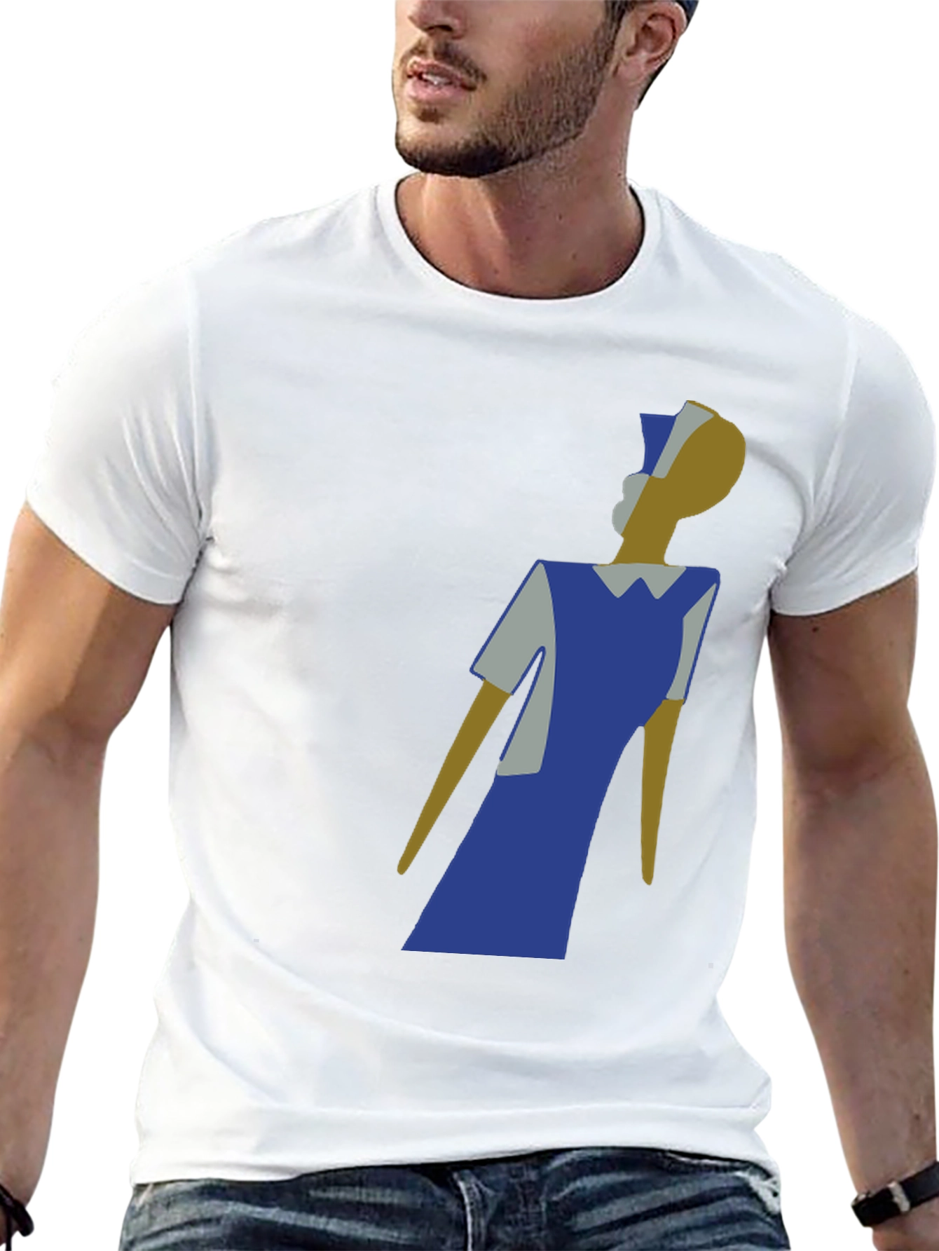 Black Abstract Nurse Graphic Tee - Modern Art T-Shirt view 13