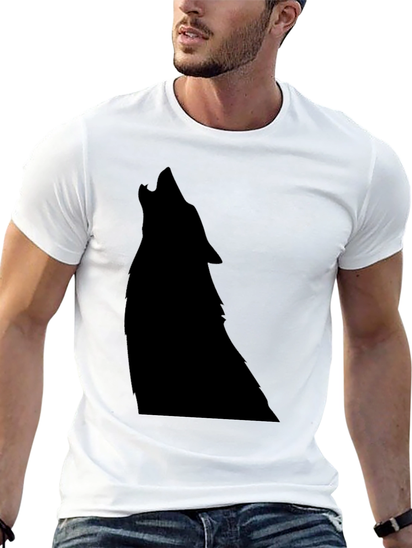 Black Black Wolf Silhouette Graphic Tee view 13