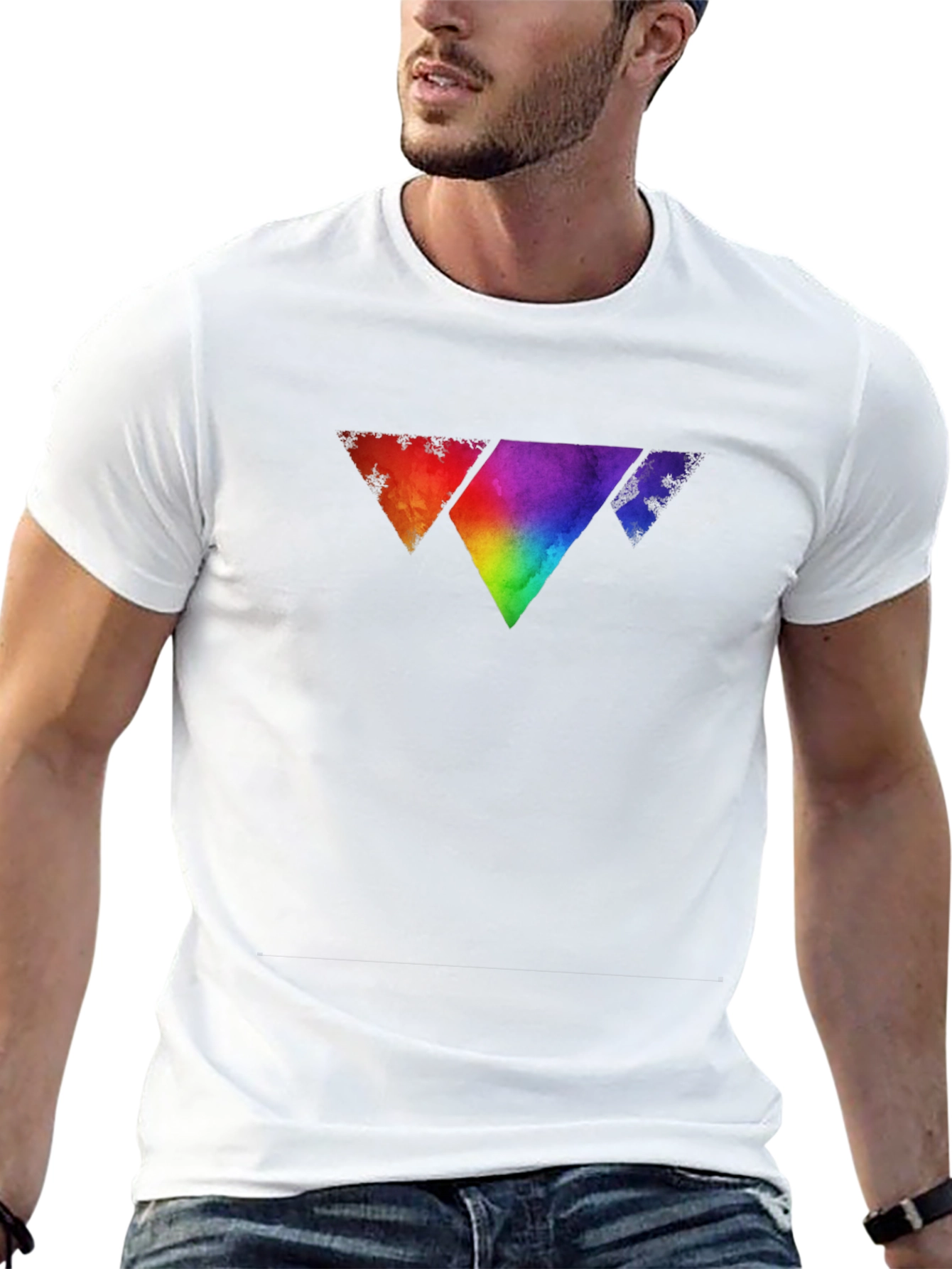 Black Rainbow Triangle Graphic Tee - Men's Black T-Shirt view 13