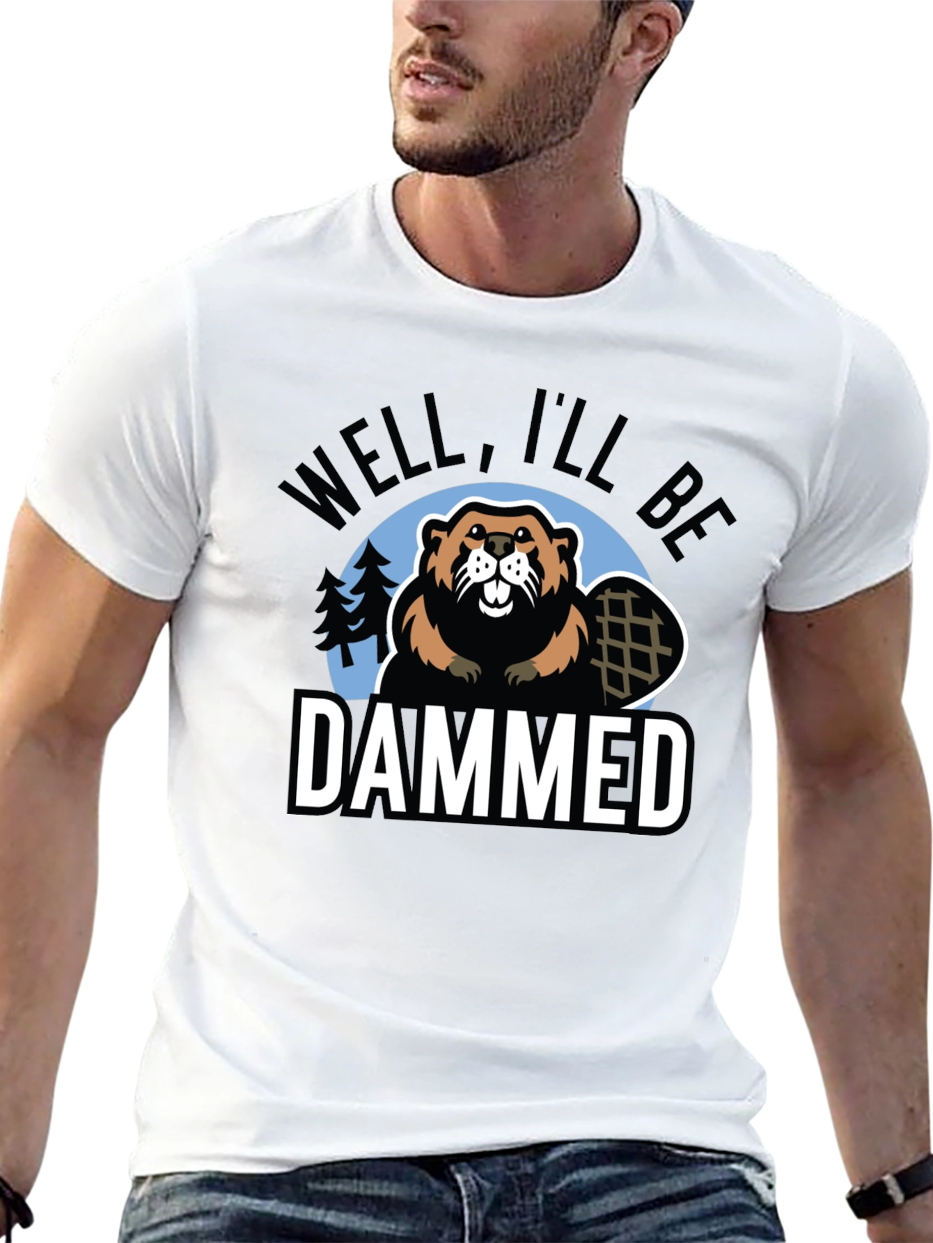 Black Well I'll be Dammed Beaver Graphic Tee - Black Cotton view 13