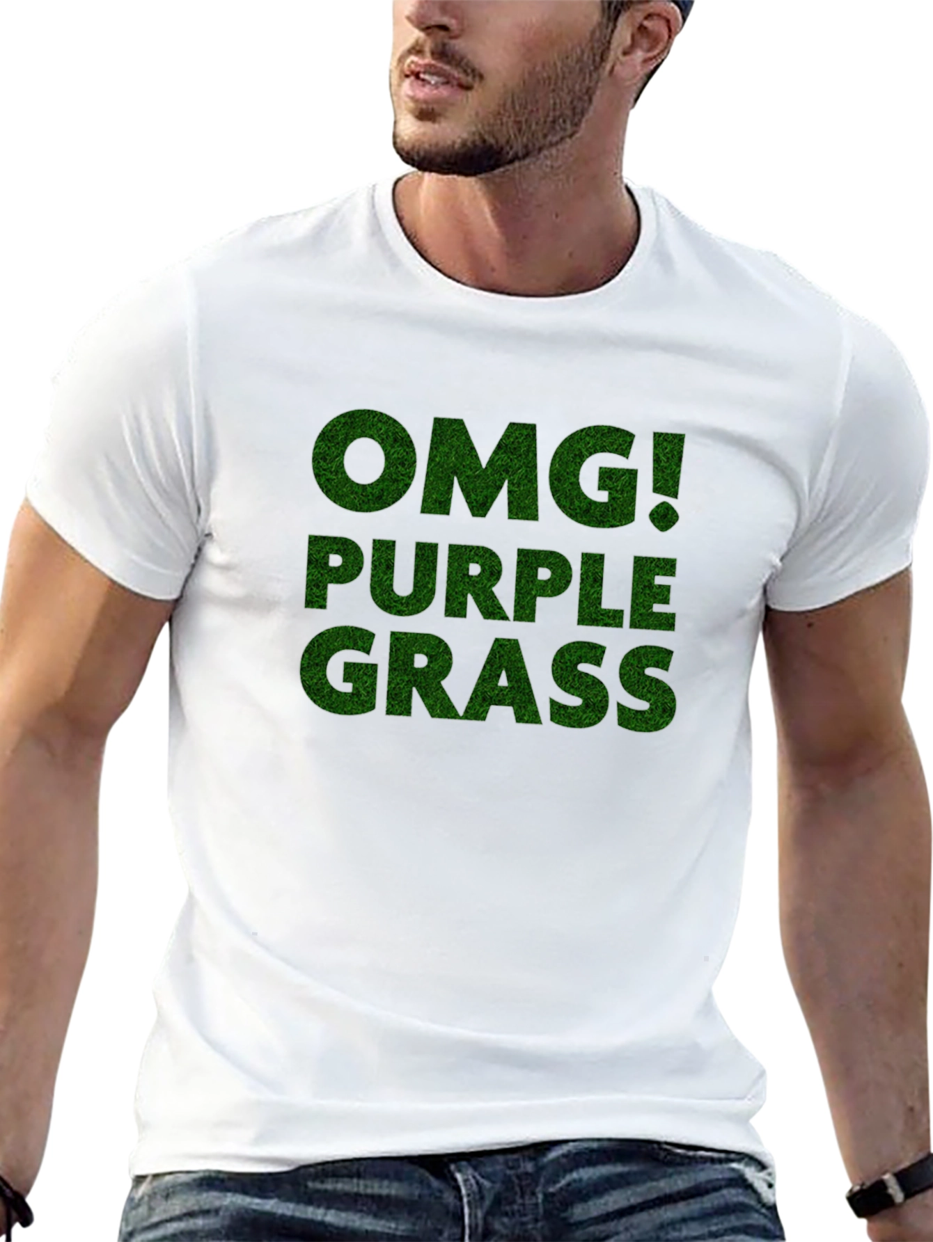 Black OMG! Purple Grass Novelty Graphic T-Shirt view 13