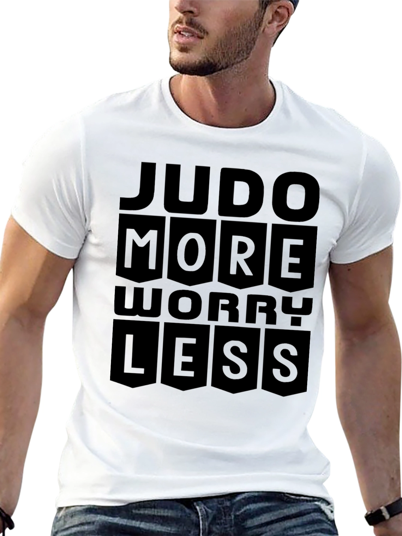 Black Judo More Worry Less Black Graphic T-Shirt view 13