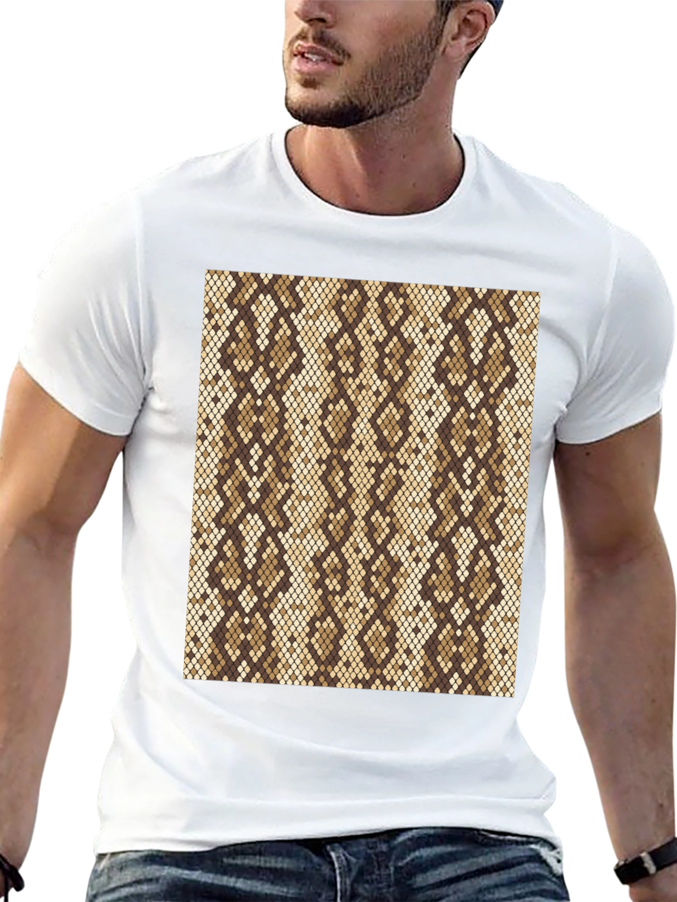Black Snakeskin Pattern Black T-Shirt view 13