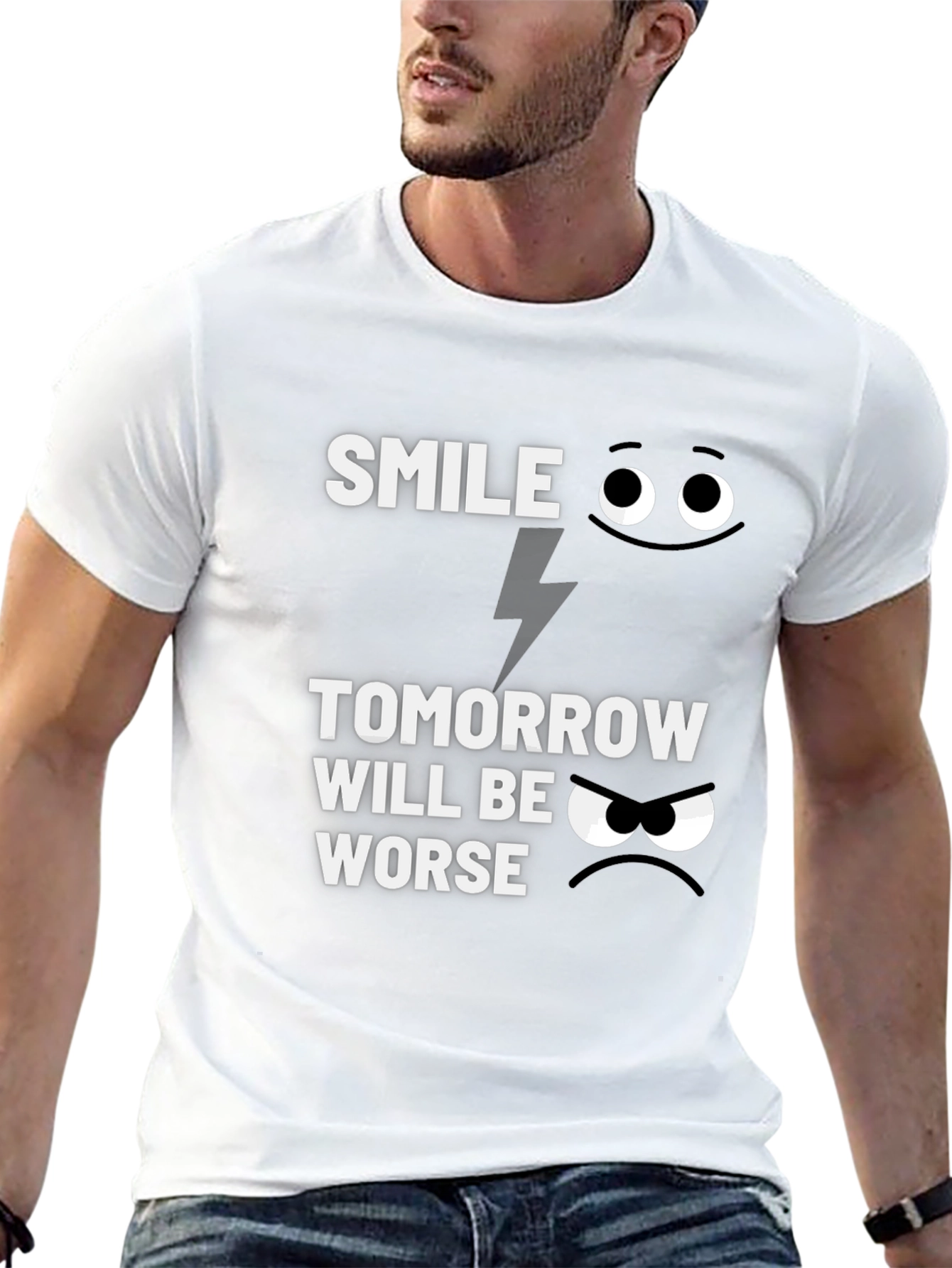 Black Smile Tomorrow Will Be Worse Graphic T-Shirt view 13