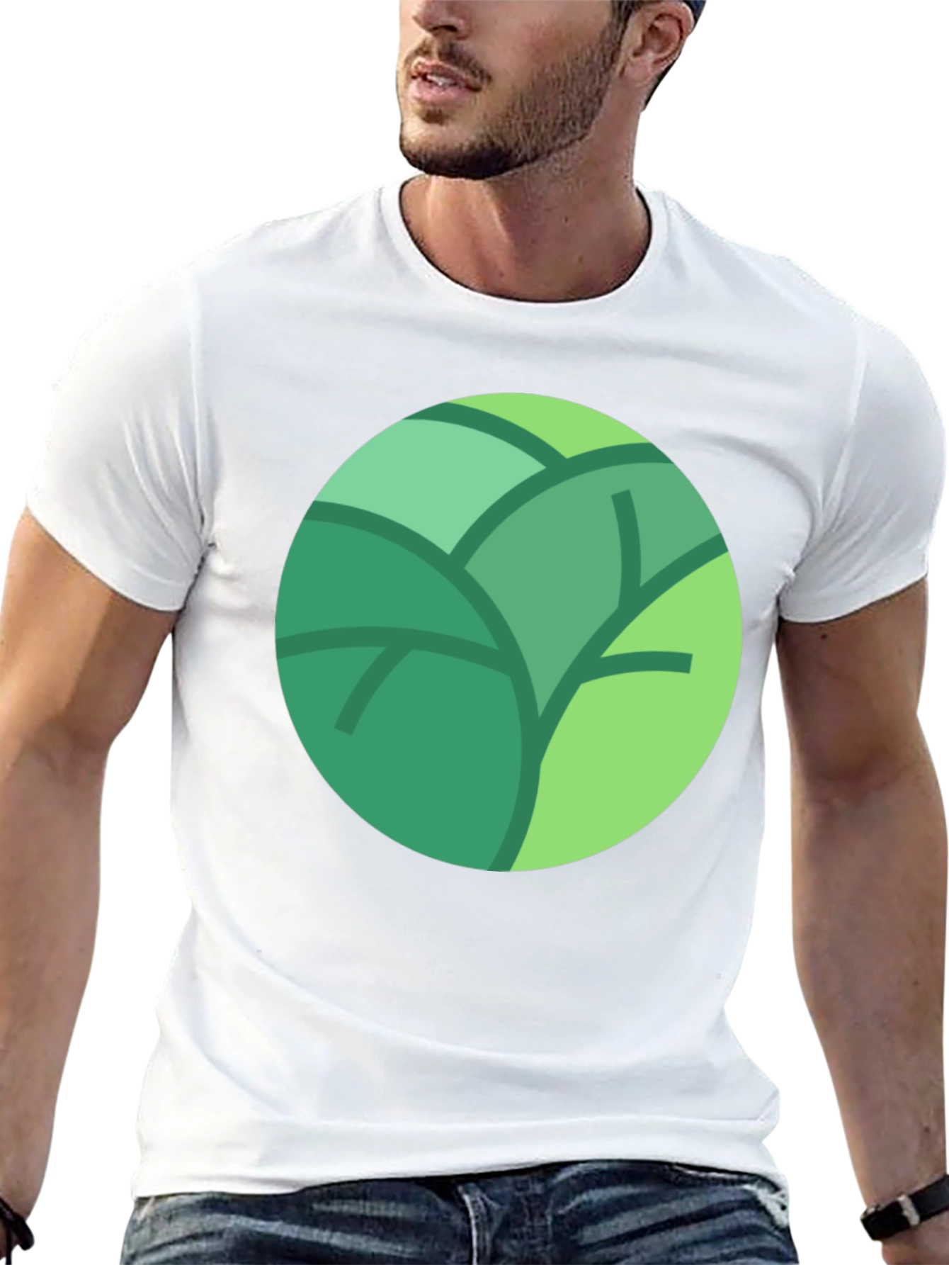 Black Leaf Circle Graphic Tee - Soft Cotton Blend, Modern Style view 13