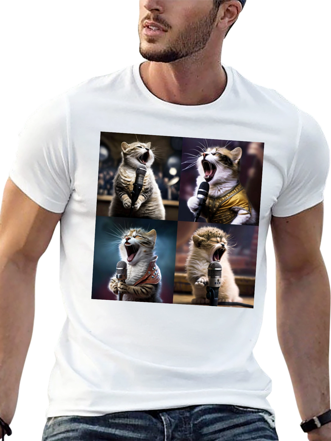 Black Cat Band T-Shirt: Music Loving Cats view 13