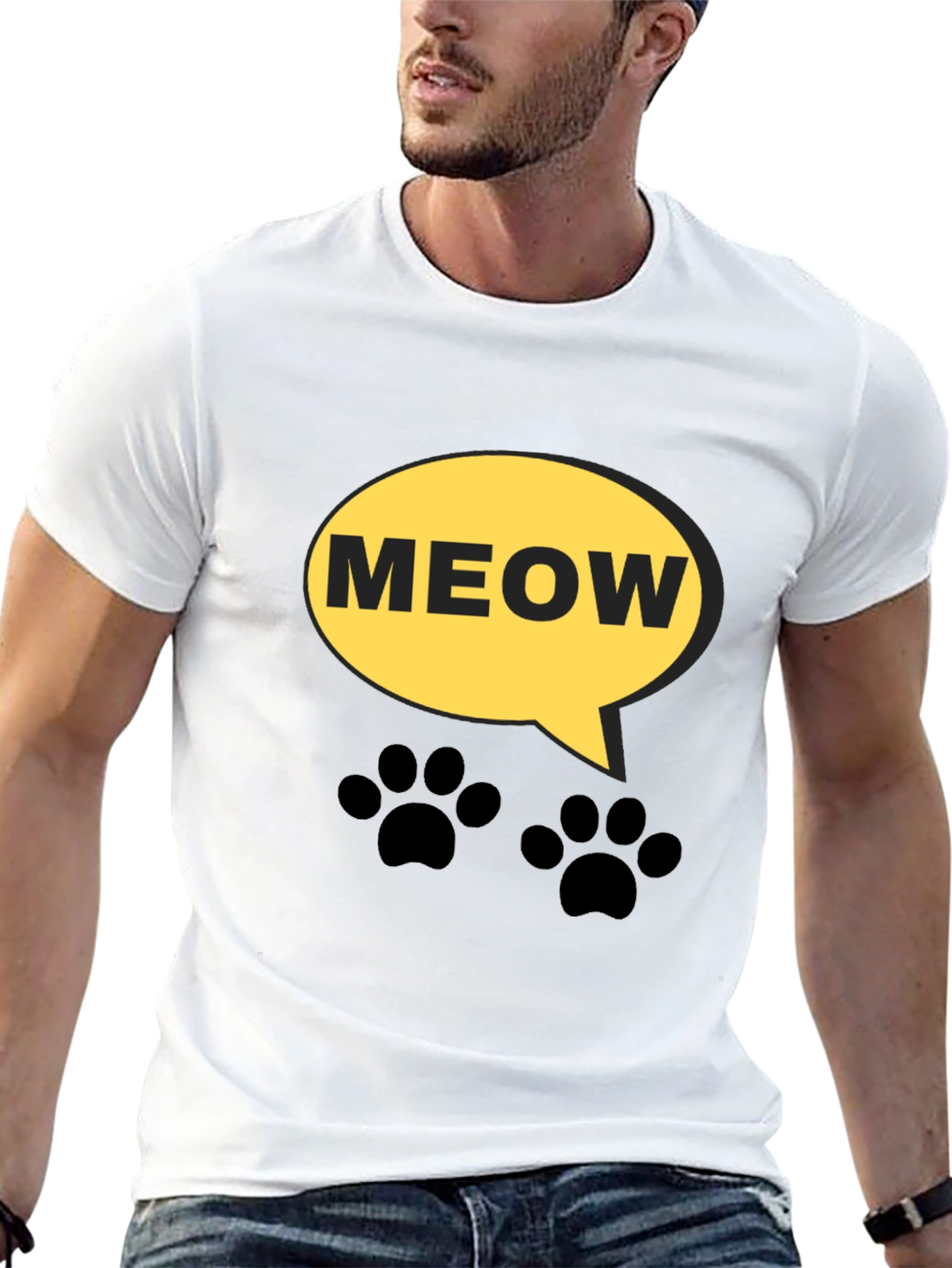 Black Meow Cat Lover T-Shirt - Funny Graphic Tee view 13