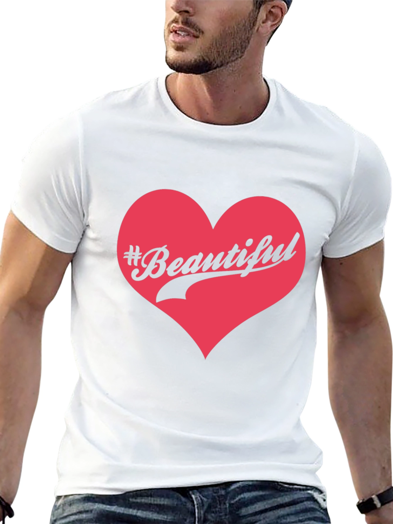 Black #Beautiful Heart Graphic Print Black T-Shirt view 13