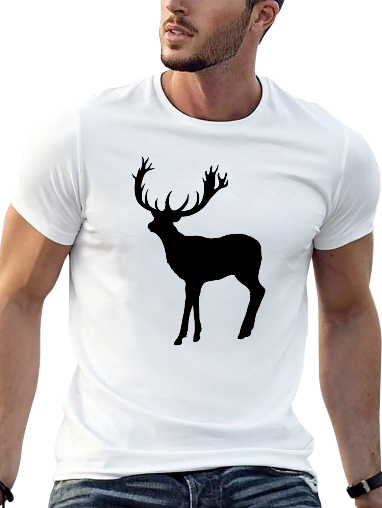 Black Black Deer Graphic Tee - Men's Crew Neck T-Shirt view 13