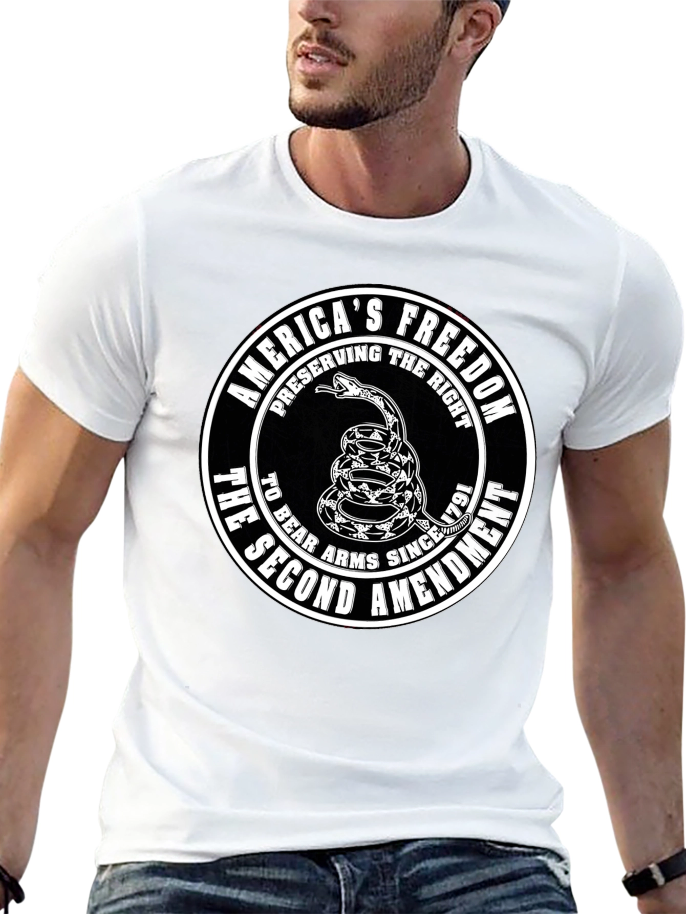 Black Second Amendment Rattlesnake T-Shirt view 13