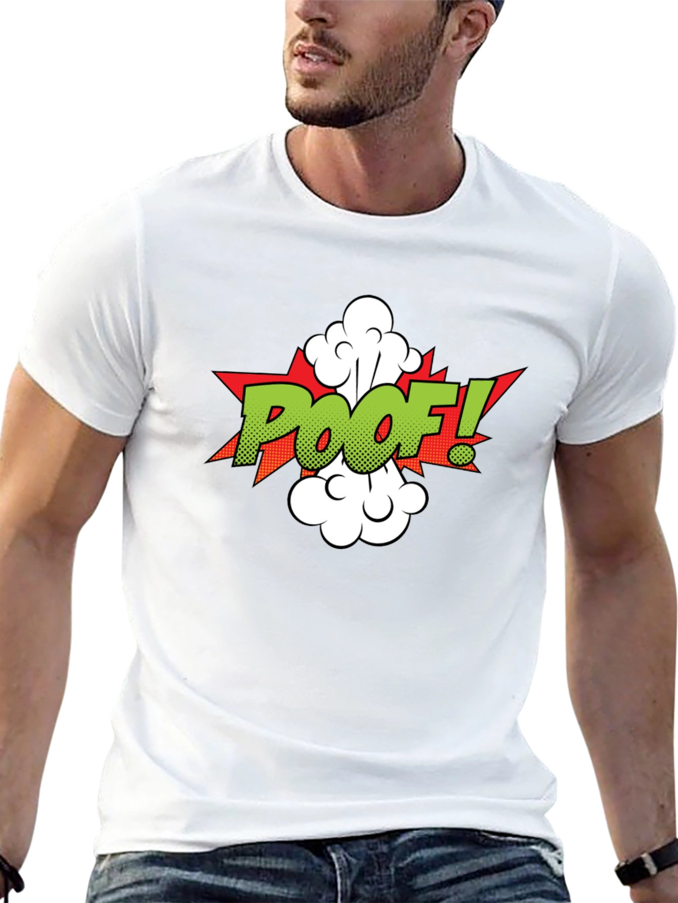 Black Poof! Comic-Style Graphic T-Shirt view 13