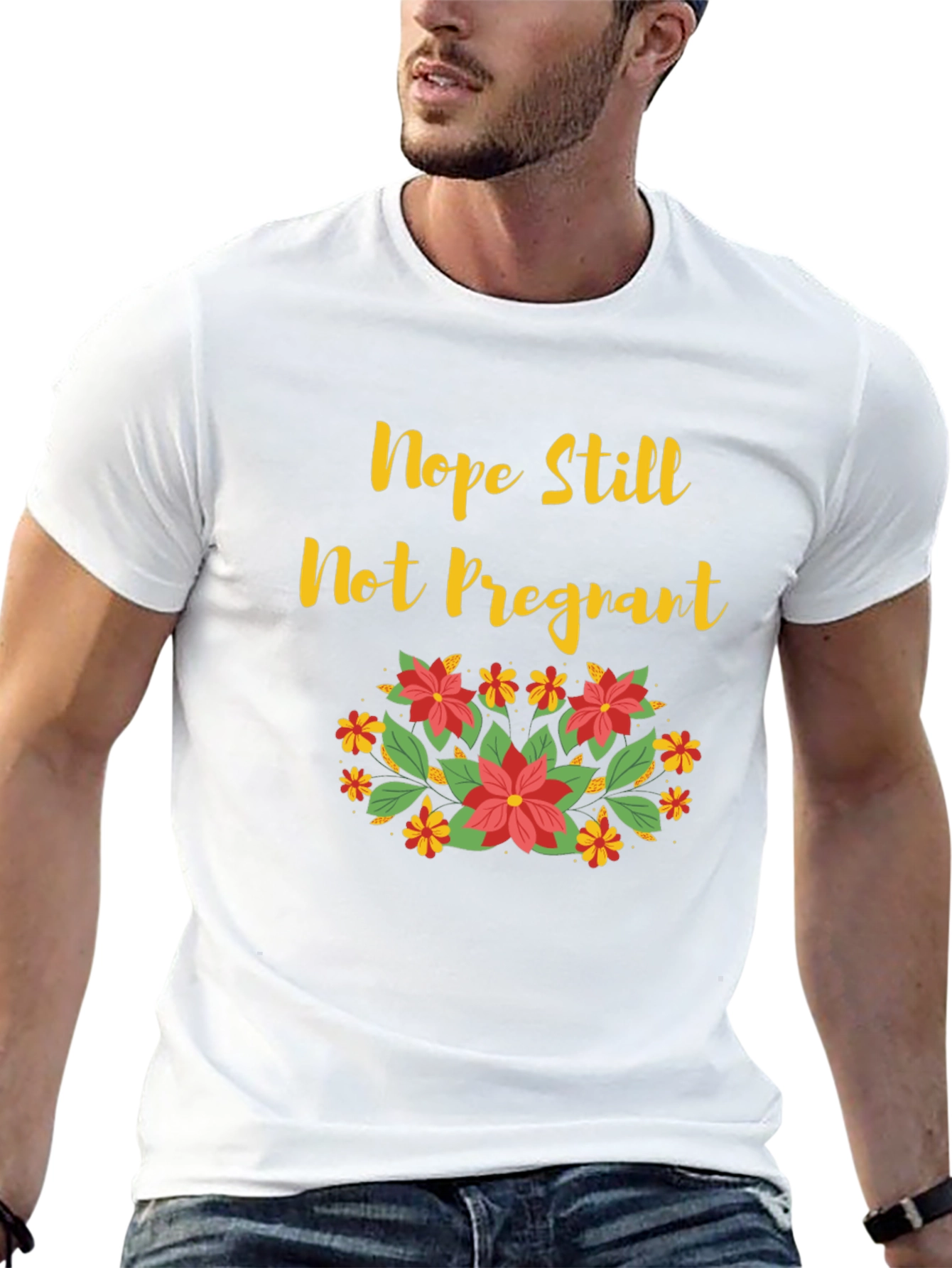 Black Nope Still Not Pregnant Floral T-Shirt view 13