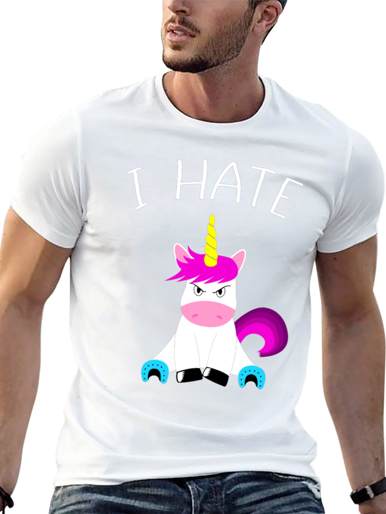 Black I Hate Unicorns Graphic Tee - Funny Sarcastic Shirt view 13