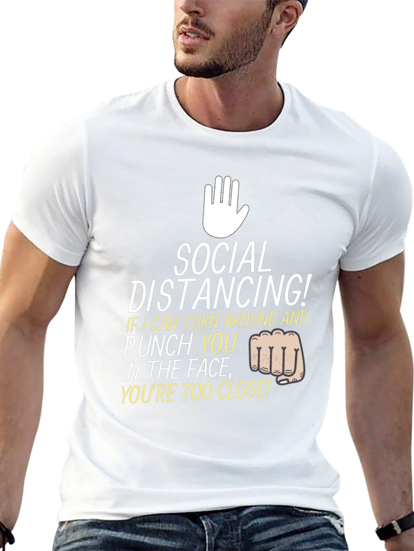 Black Social Distancing Punch T-Shirt view 13
