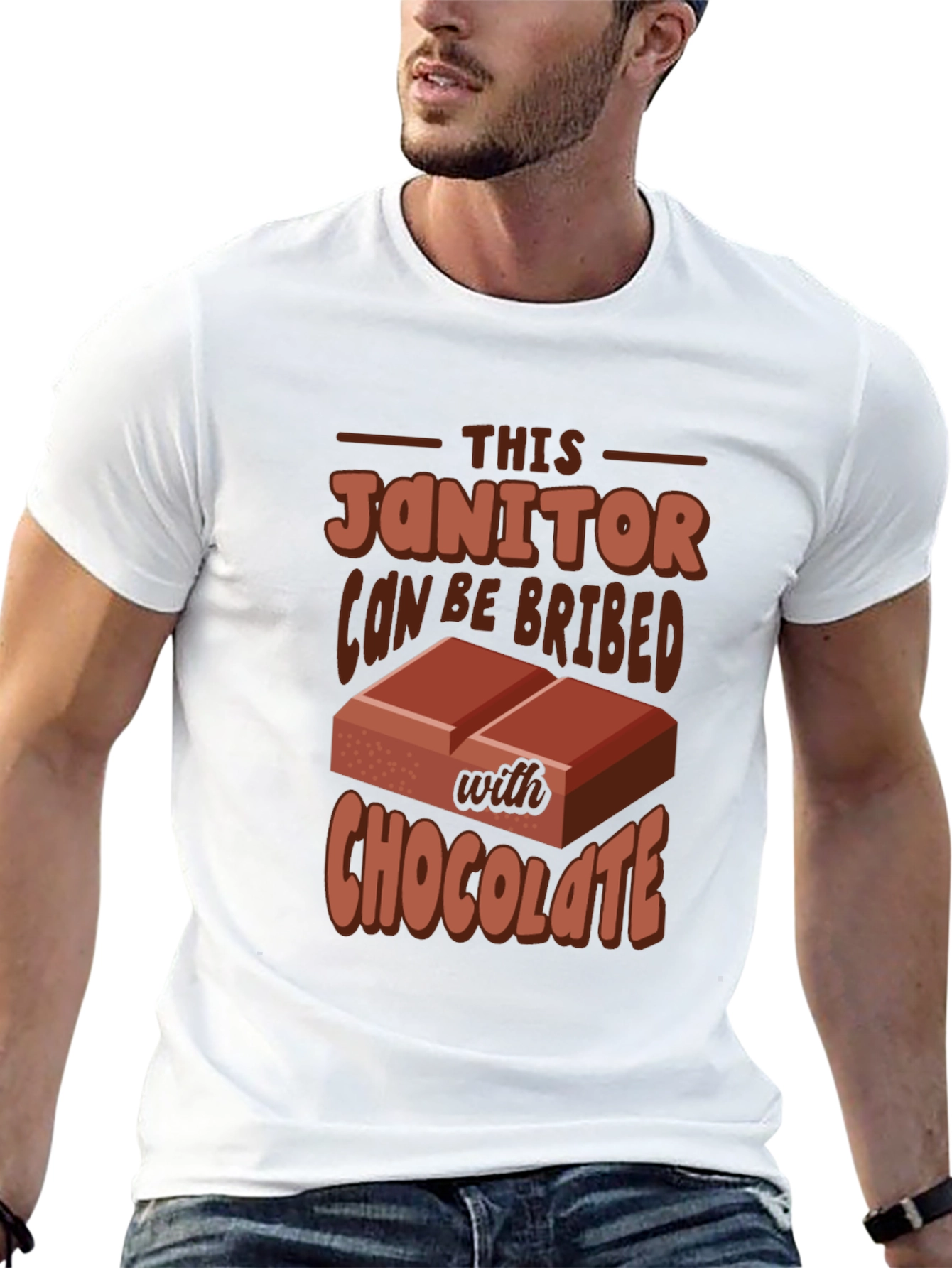 Black Funny Janitor Chocolate Bribe T-Shirt view 13